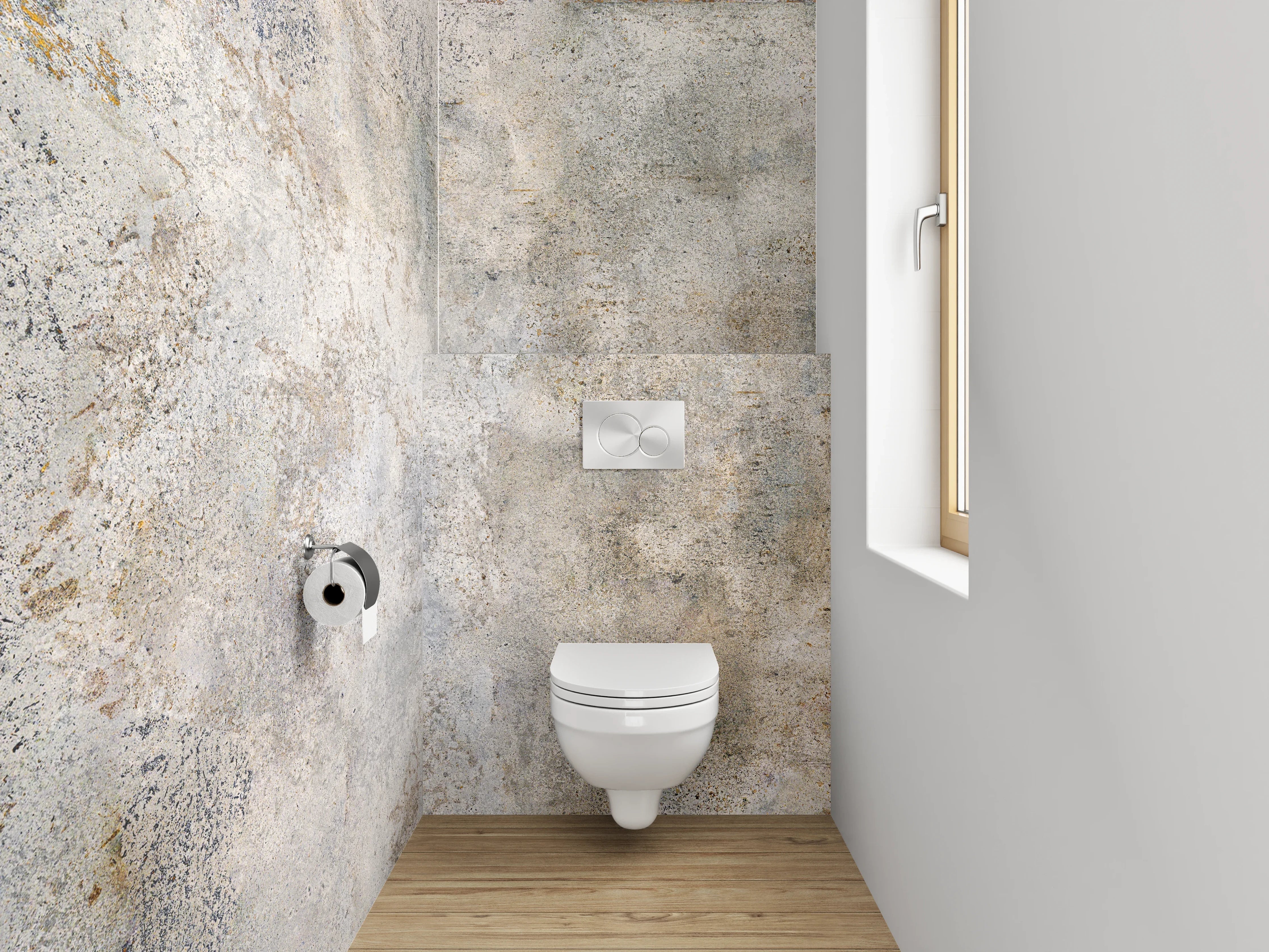 WC-Rückwand - Weiß-Graue Vintage Betonoptik