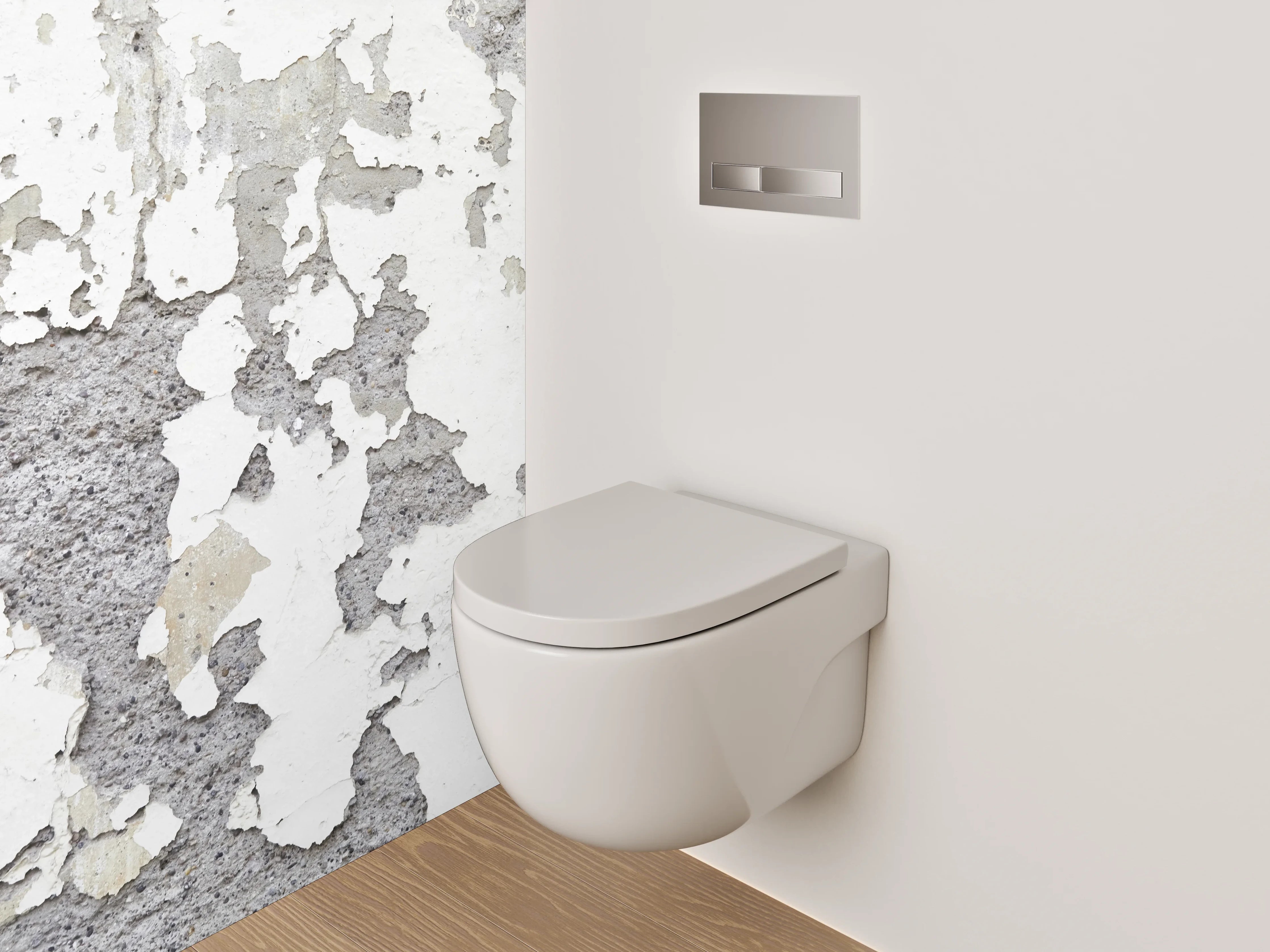 WC-Rückwand - Weiß-Graue Vintage-Putzoptik