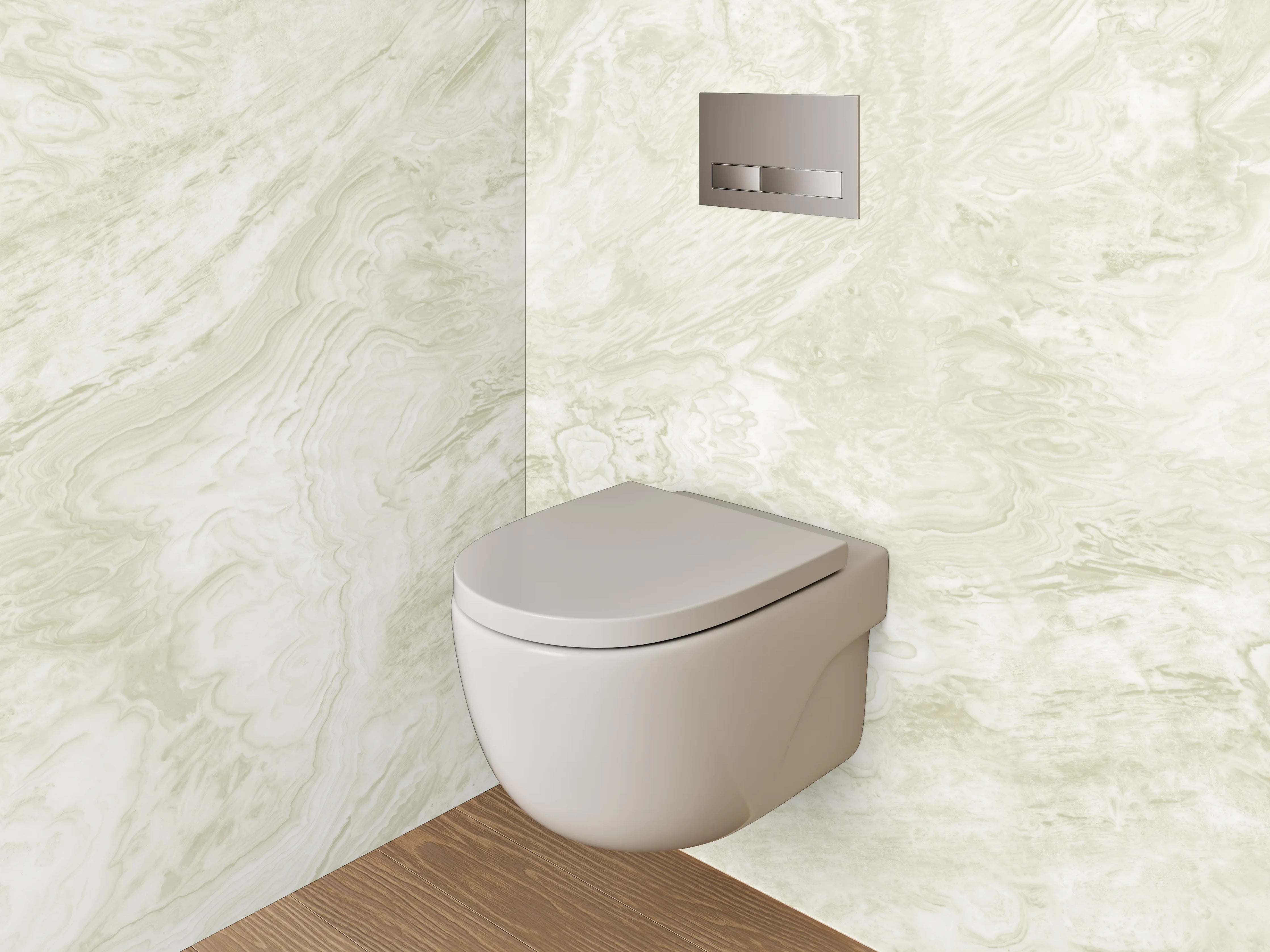 WC-Rückwand - Weiß-beiger Marmor Look