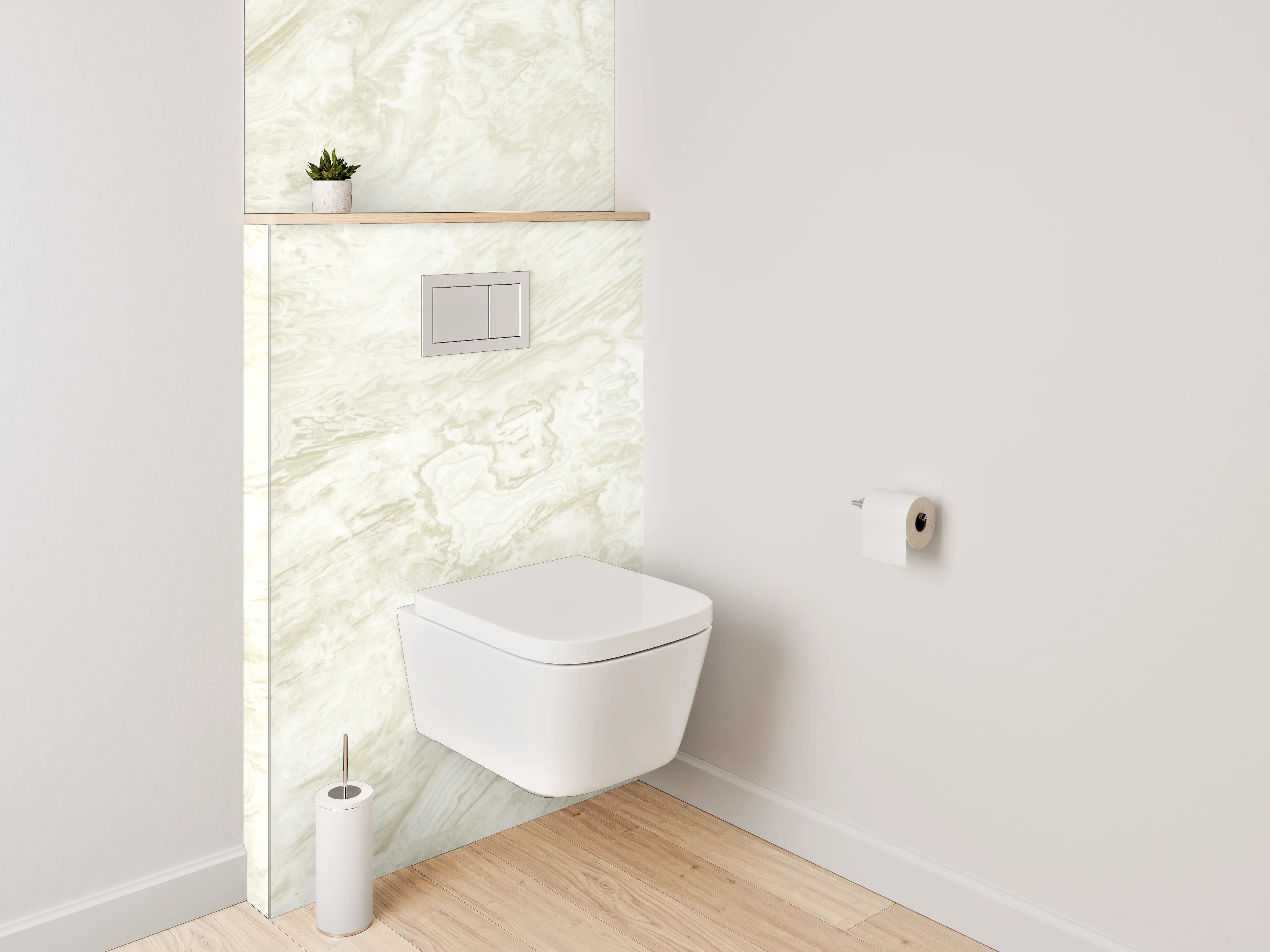WC-Rückwand - Weiß-beiger Marmor Look