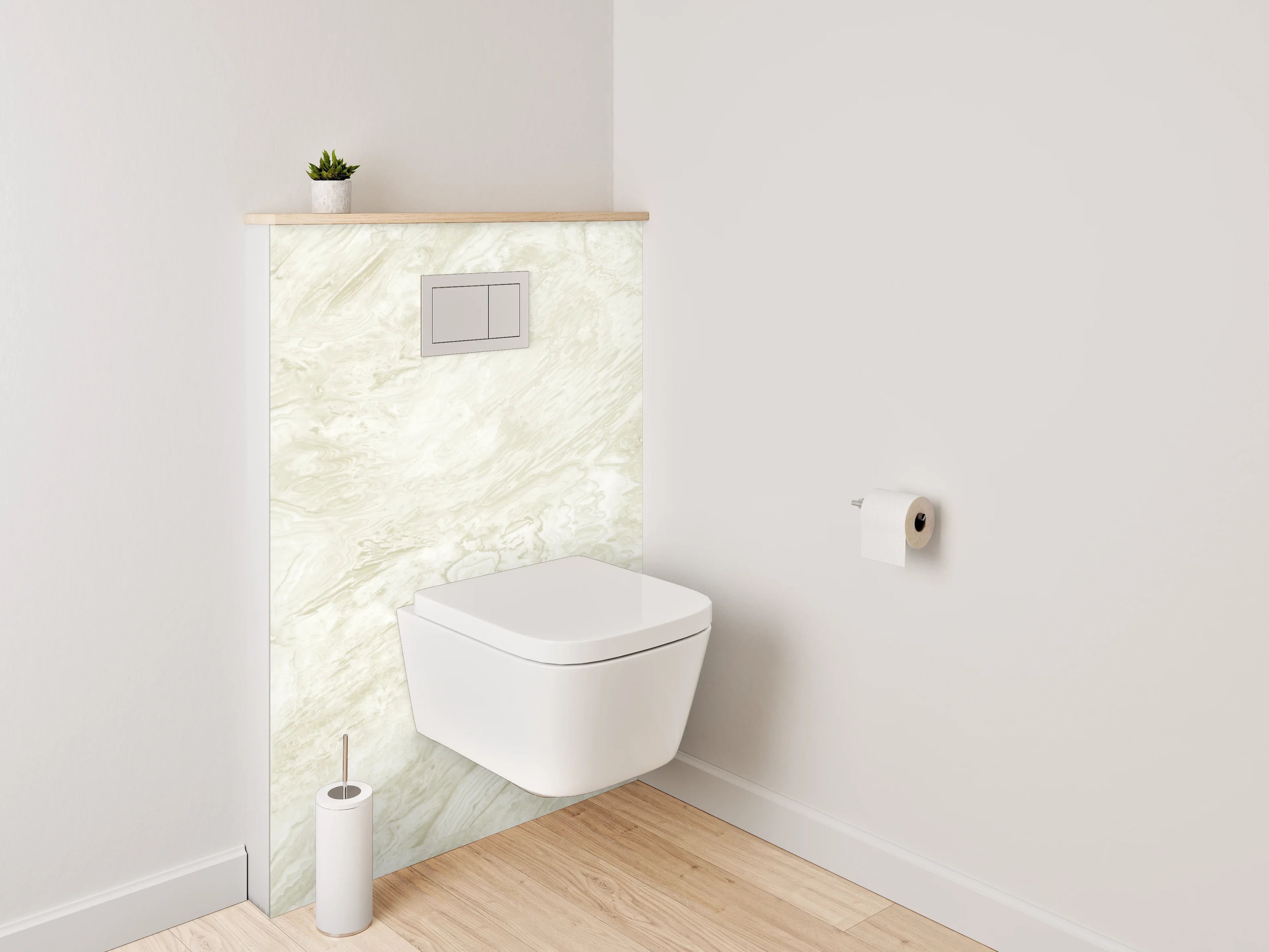 WC-Rückwand - Weiß-beiger Marmor Look