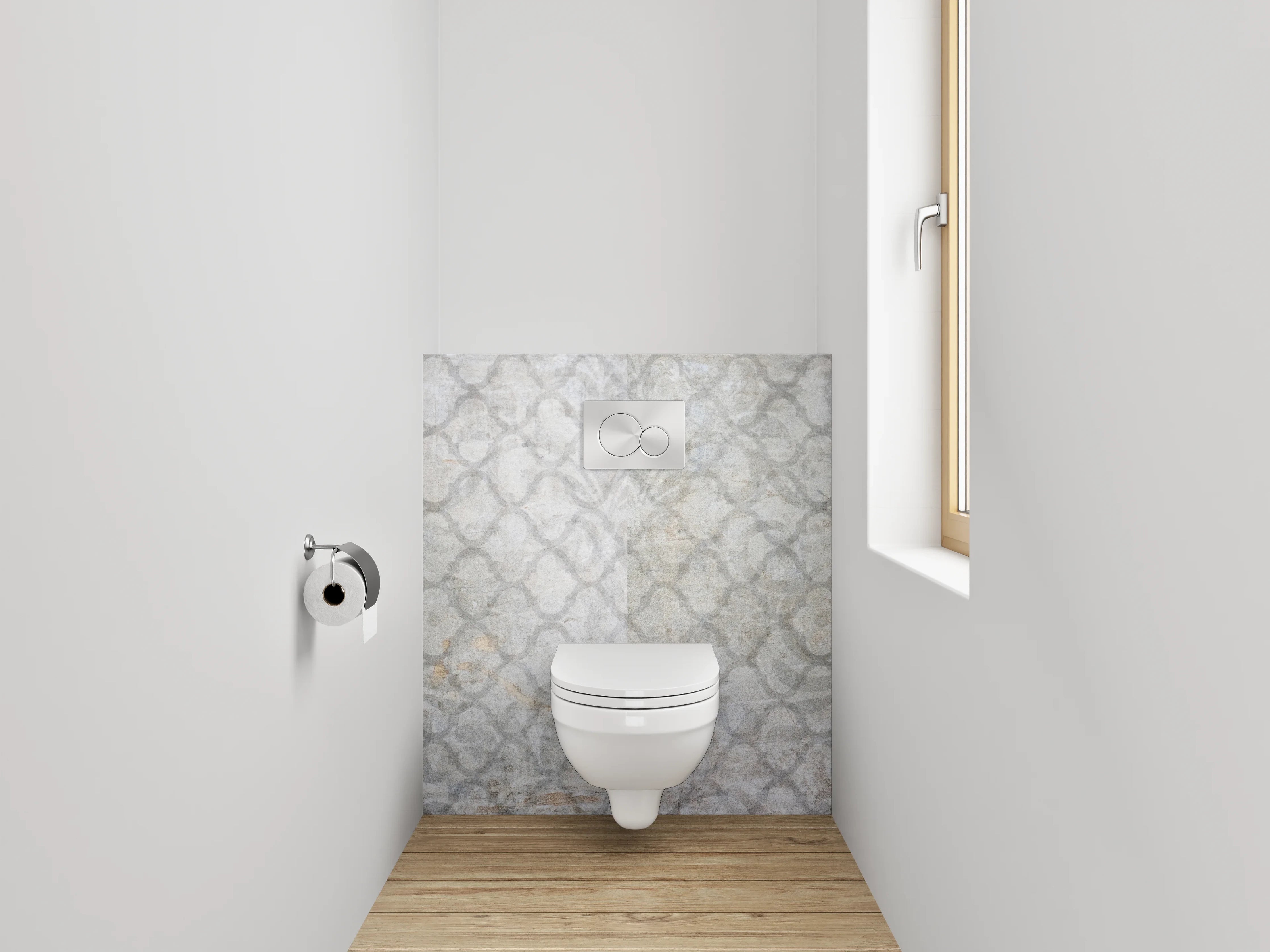 WC-Rückwand - Weiß-grau marmorierte Muster-Optik