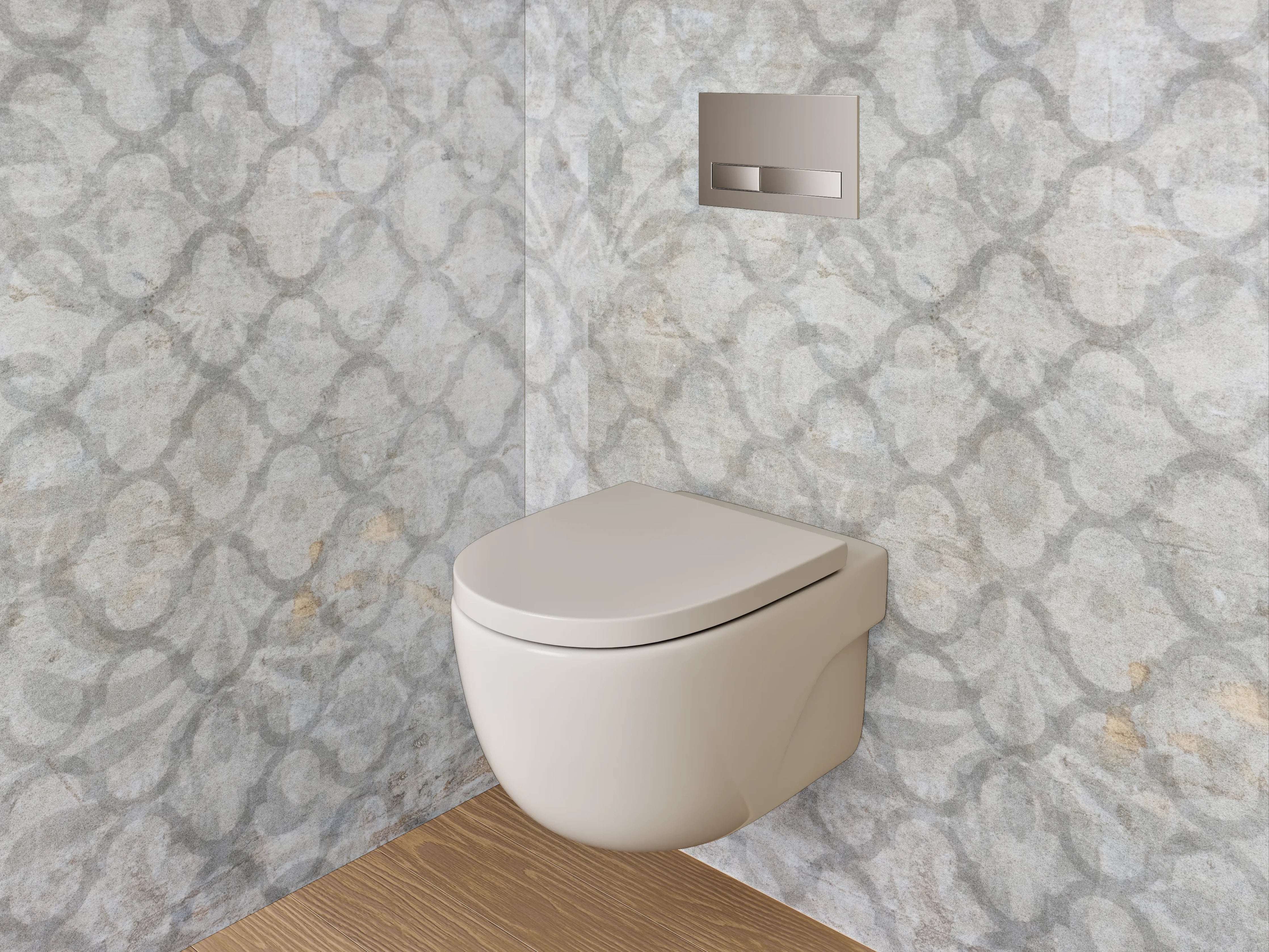 WC-Rückwand - Weiß-grau marmorierte Muster-Optik