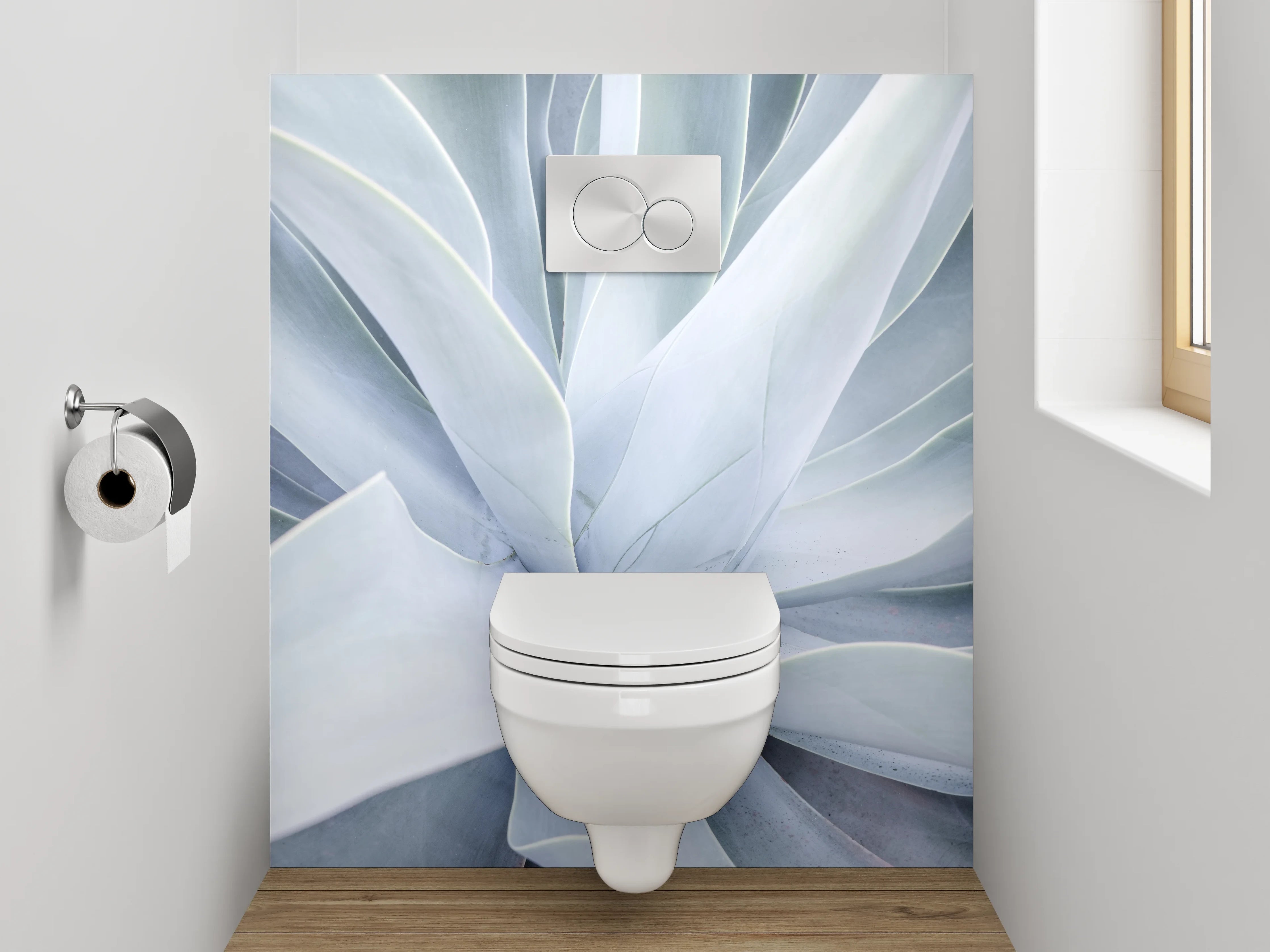 WC-Rückwand - Weiß-graue Agavenstruktur Naturmotiv