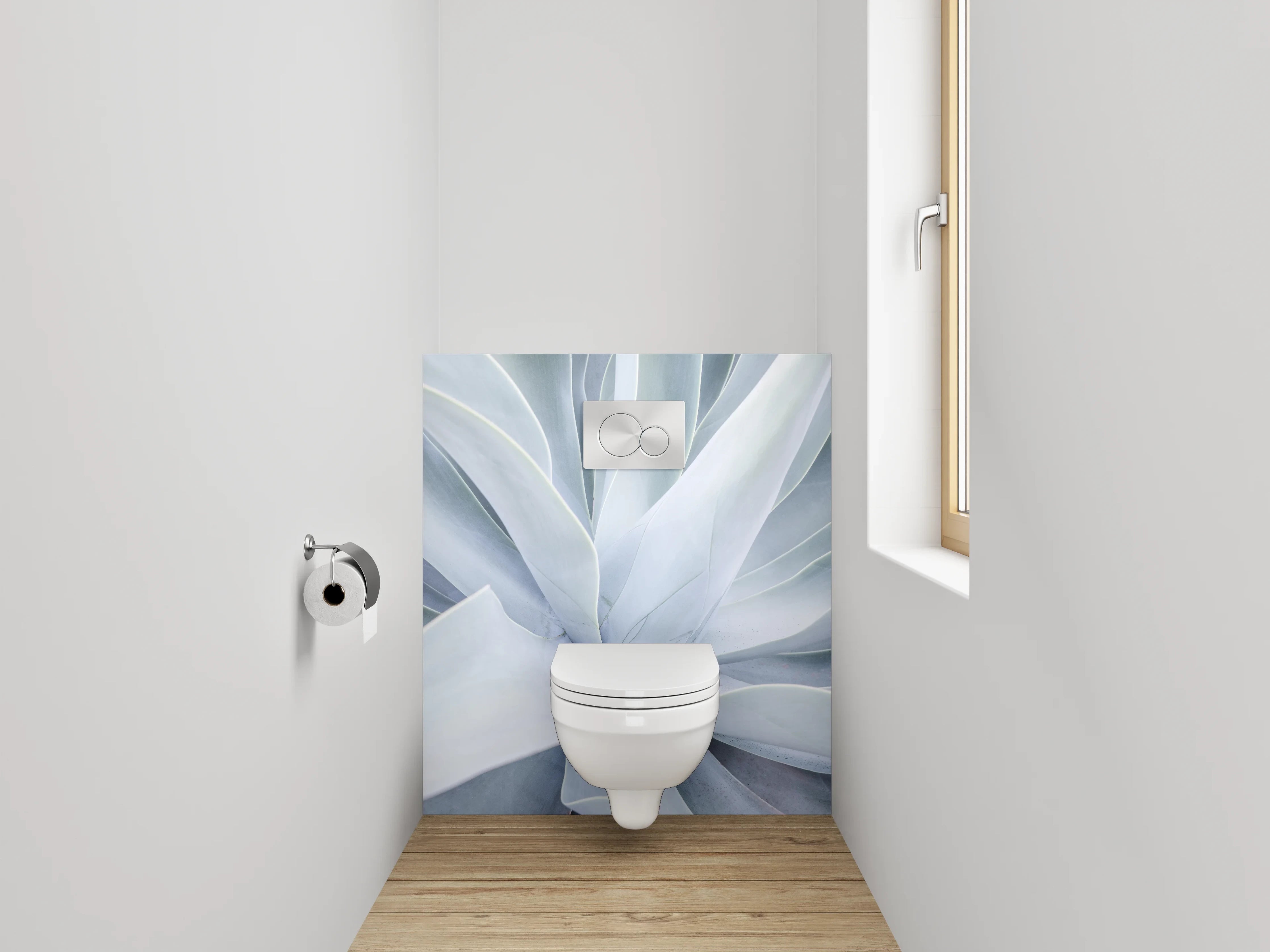 WC-Rückwand - Weiß-graue Agavenstruktur Naturmotiv