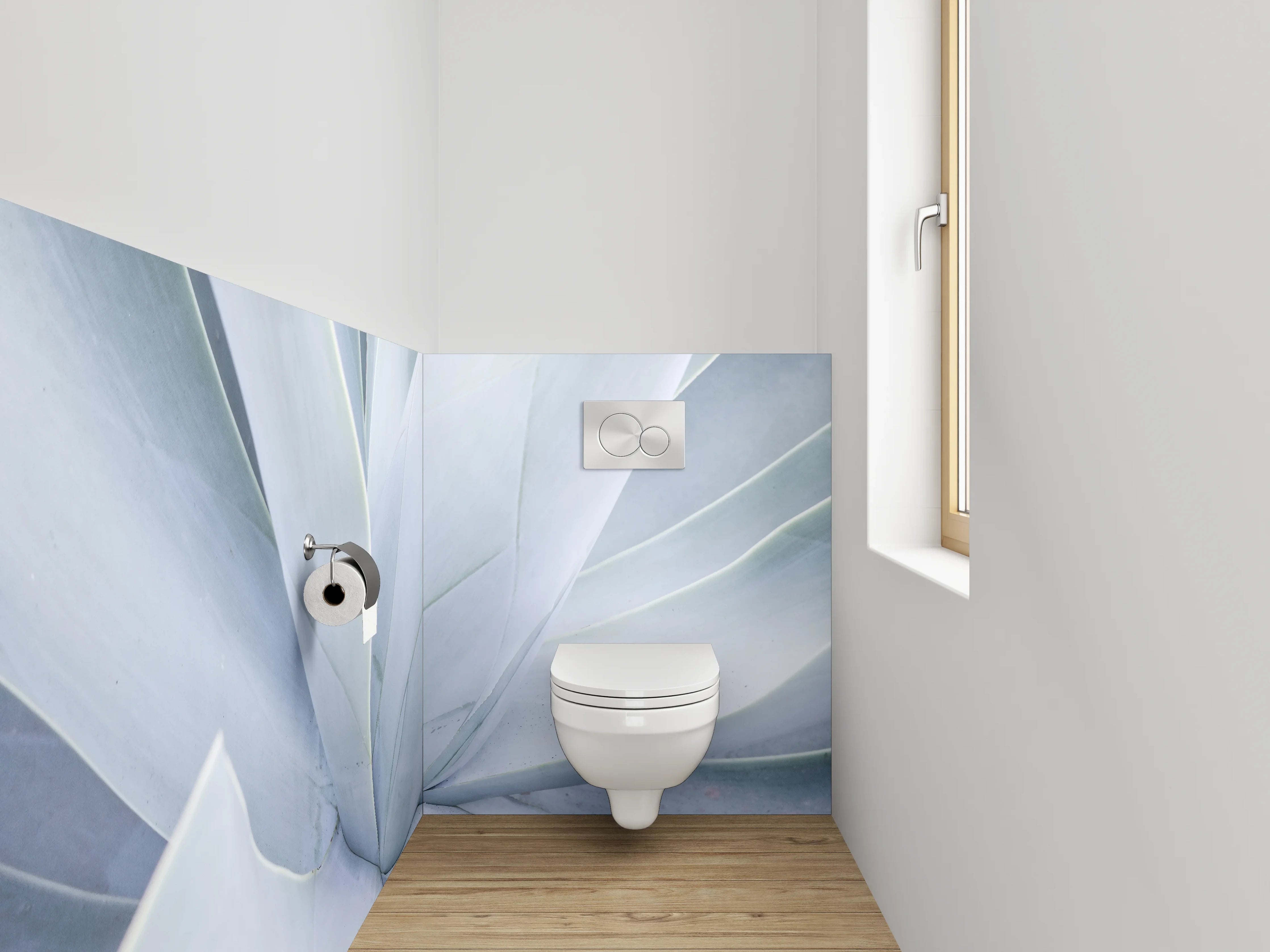 WC-Rückwand - Weiß-graue Agavenstruktur Naturmotiv