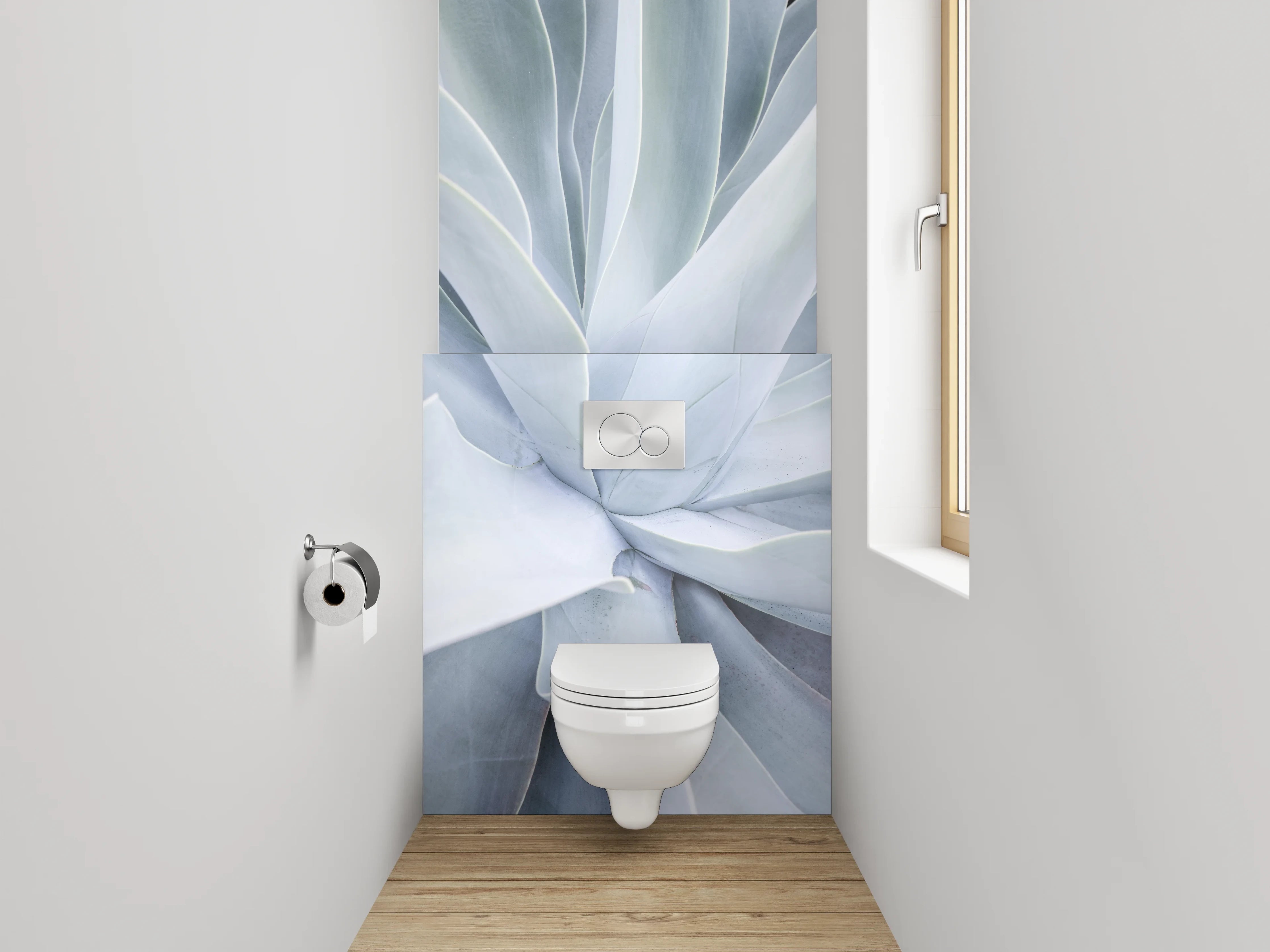 WC-Rückwand - Weiß-graue Agavenstruktur Naturmotiv