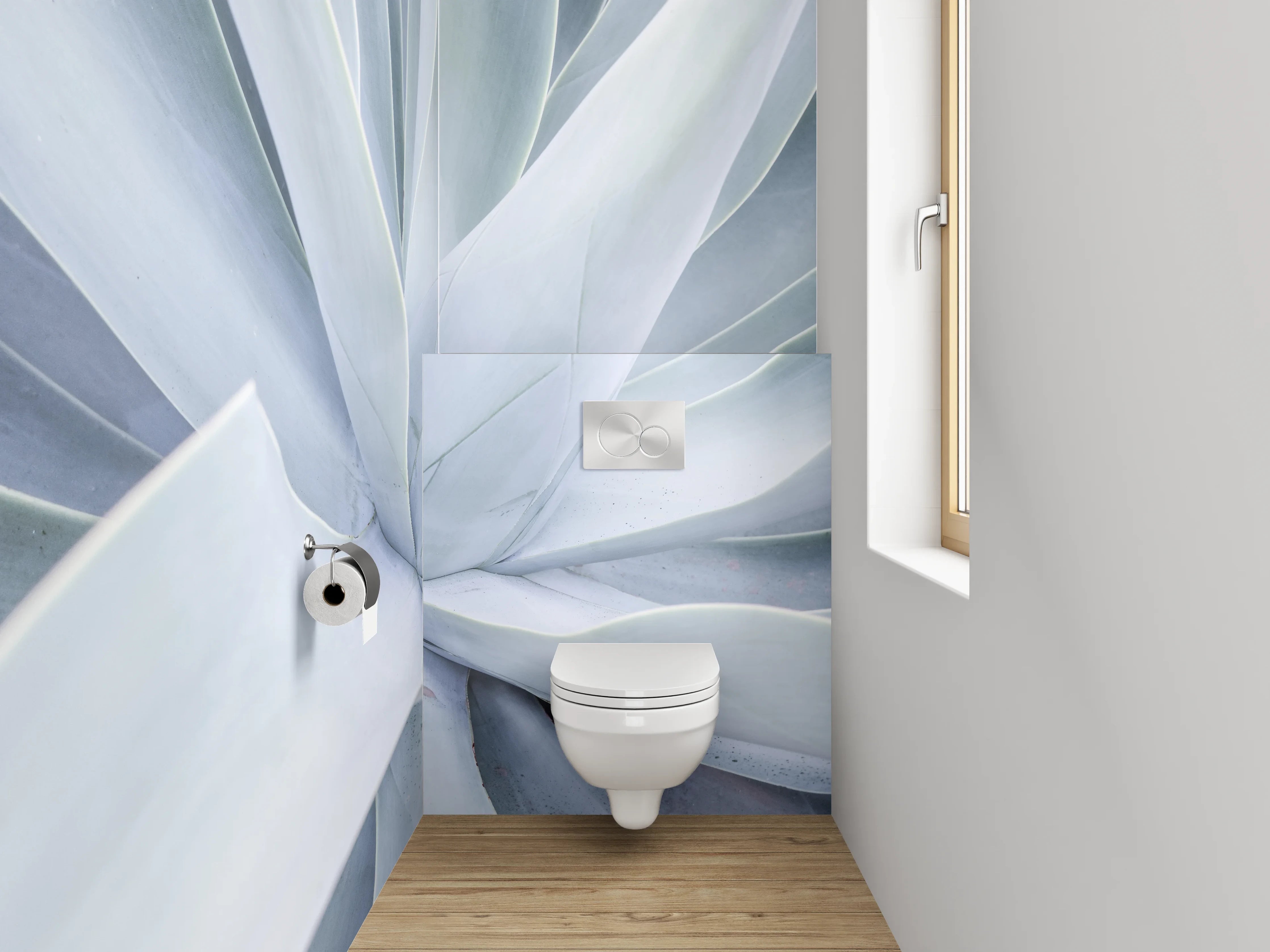 WC-Rückwand - Weiß-graue Agavenstruktur Naturmotiv