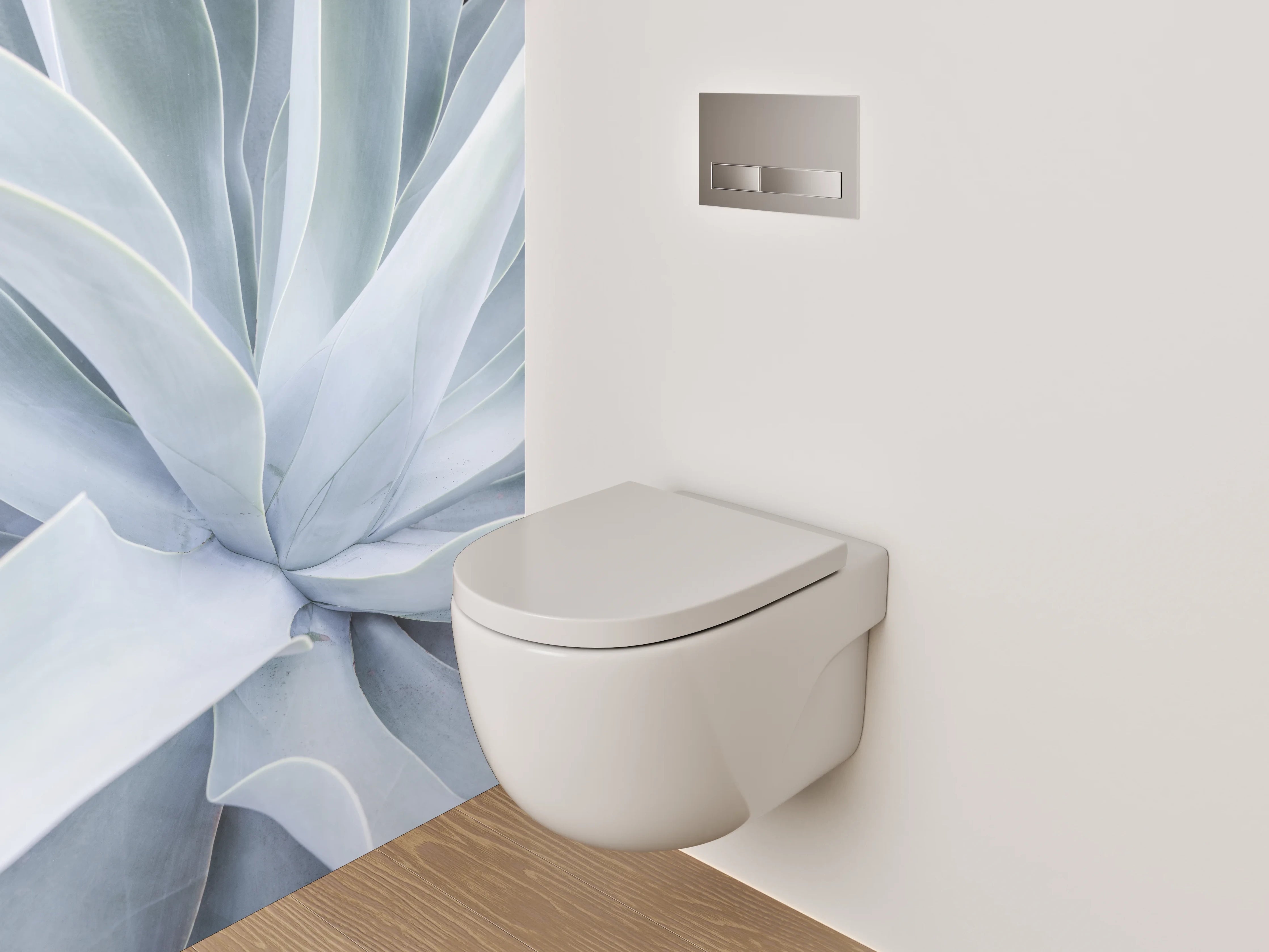 WC-Rückwand - Weiß-graue Agavenstruktur Naturmotiv