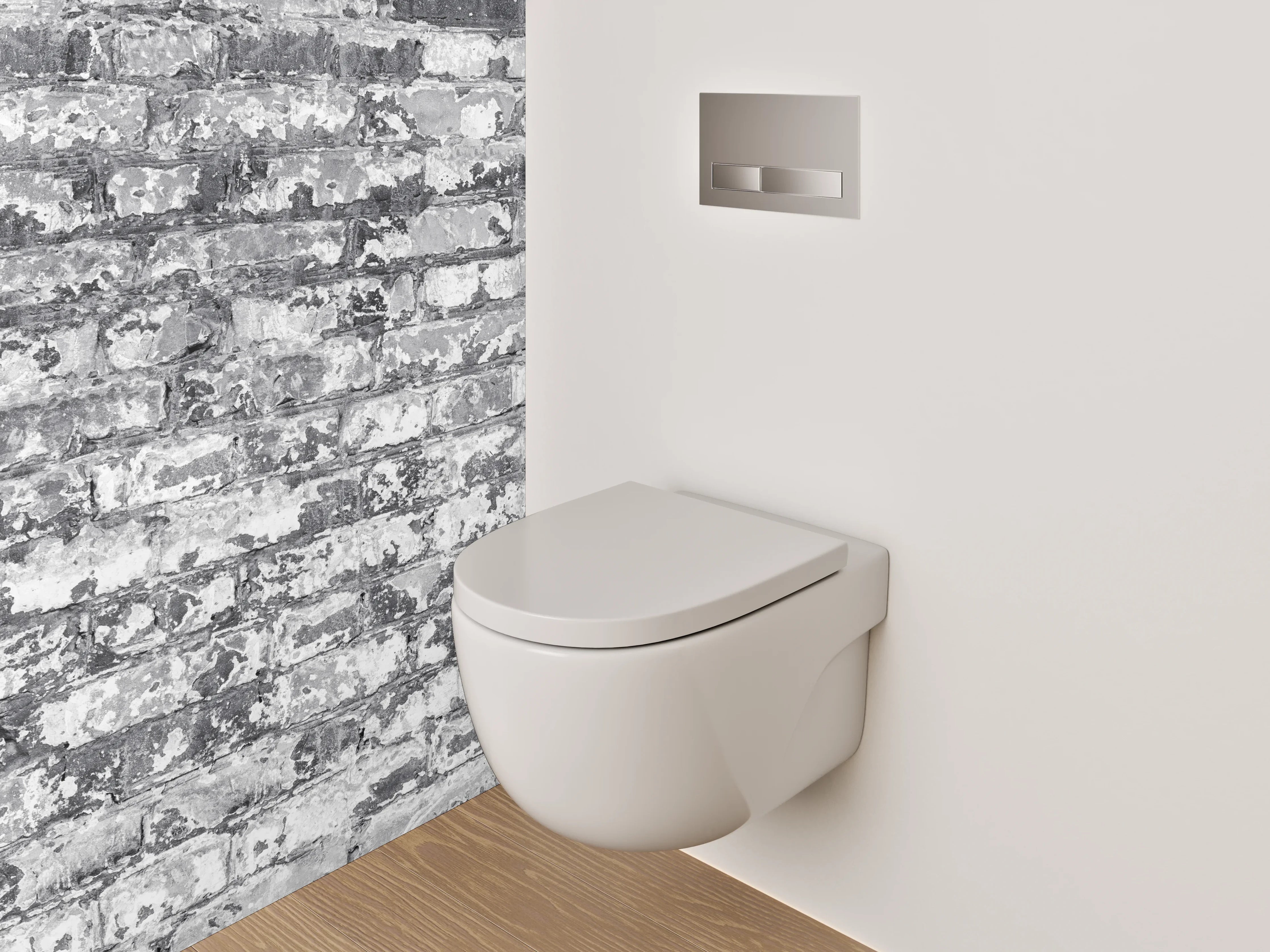 WC-Rückwand - Weiß-graue Backstein-Optik Wandmotiv