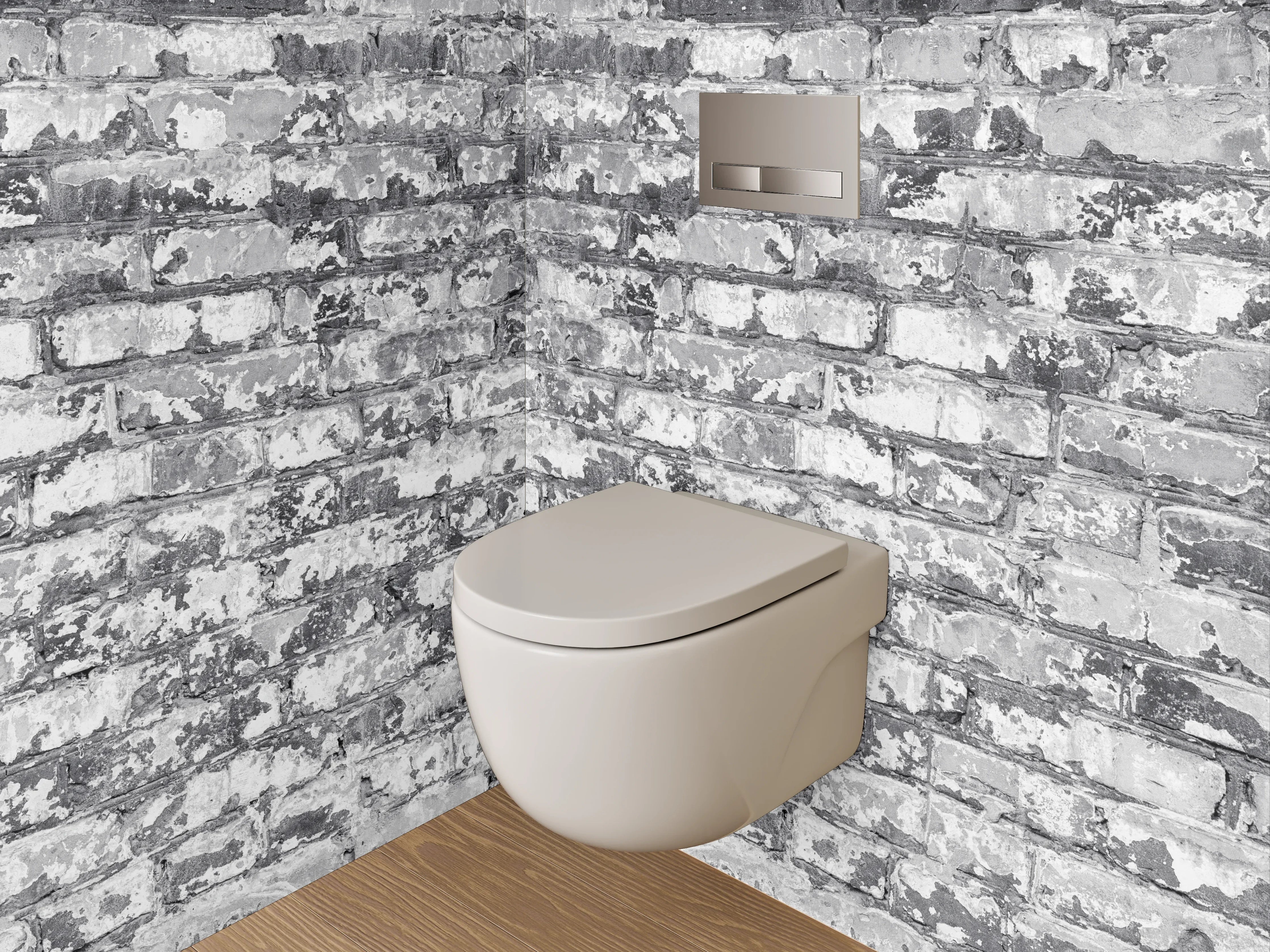 WC-Rückwand - Weiß-graue Backstein-Optik Wandmotiv