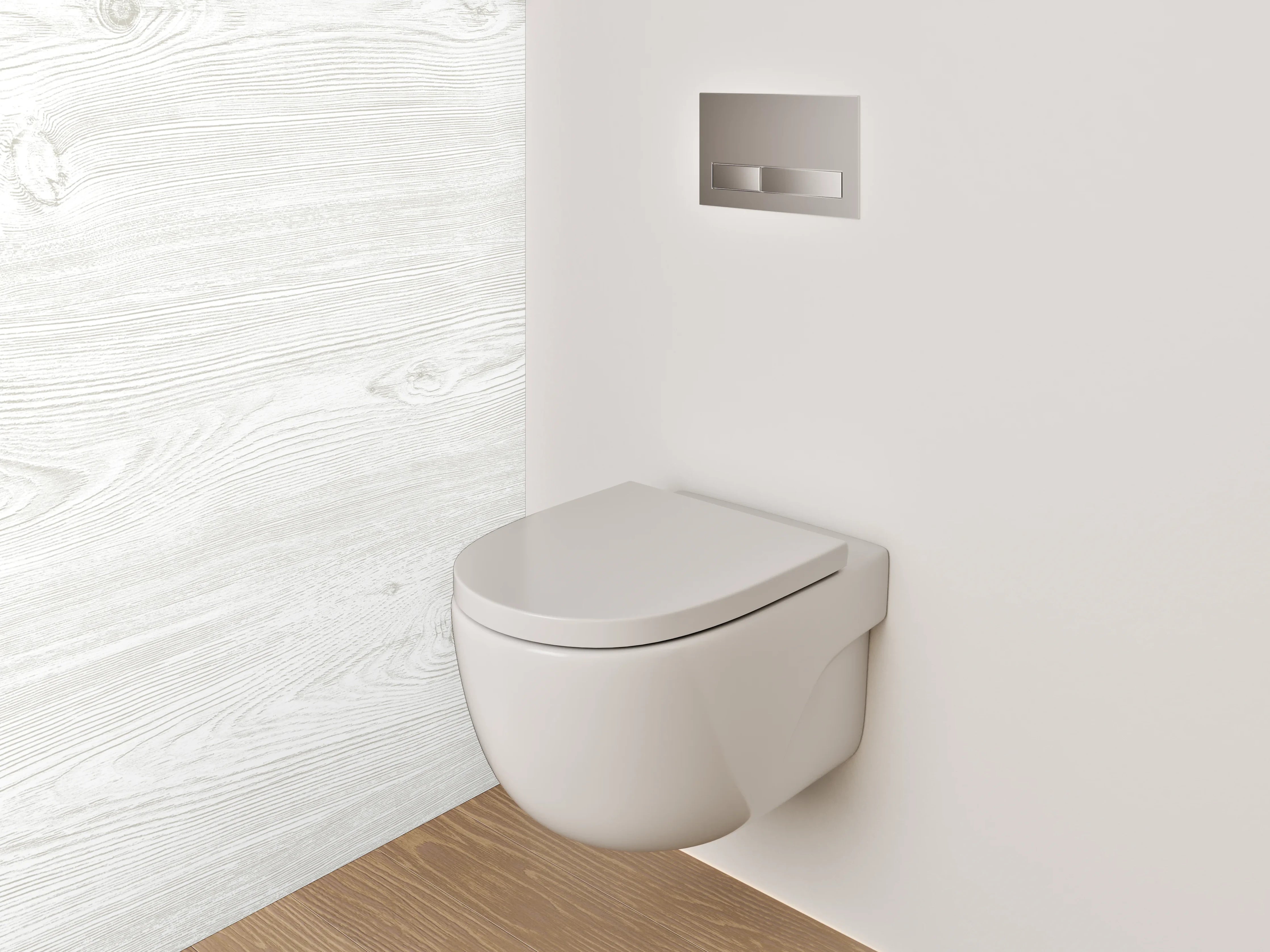 WC-Rückwand - Weiß-graue Holzstruktur Dekor