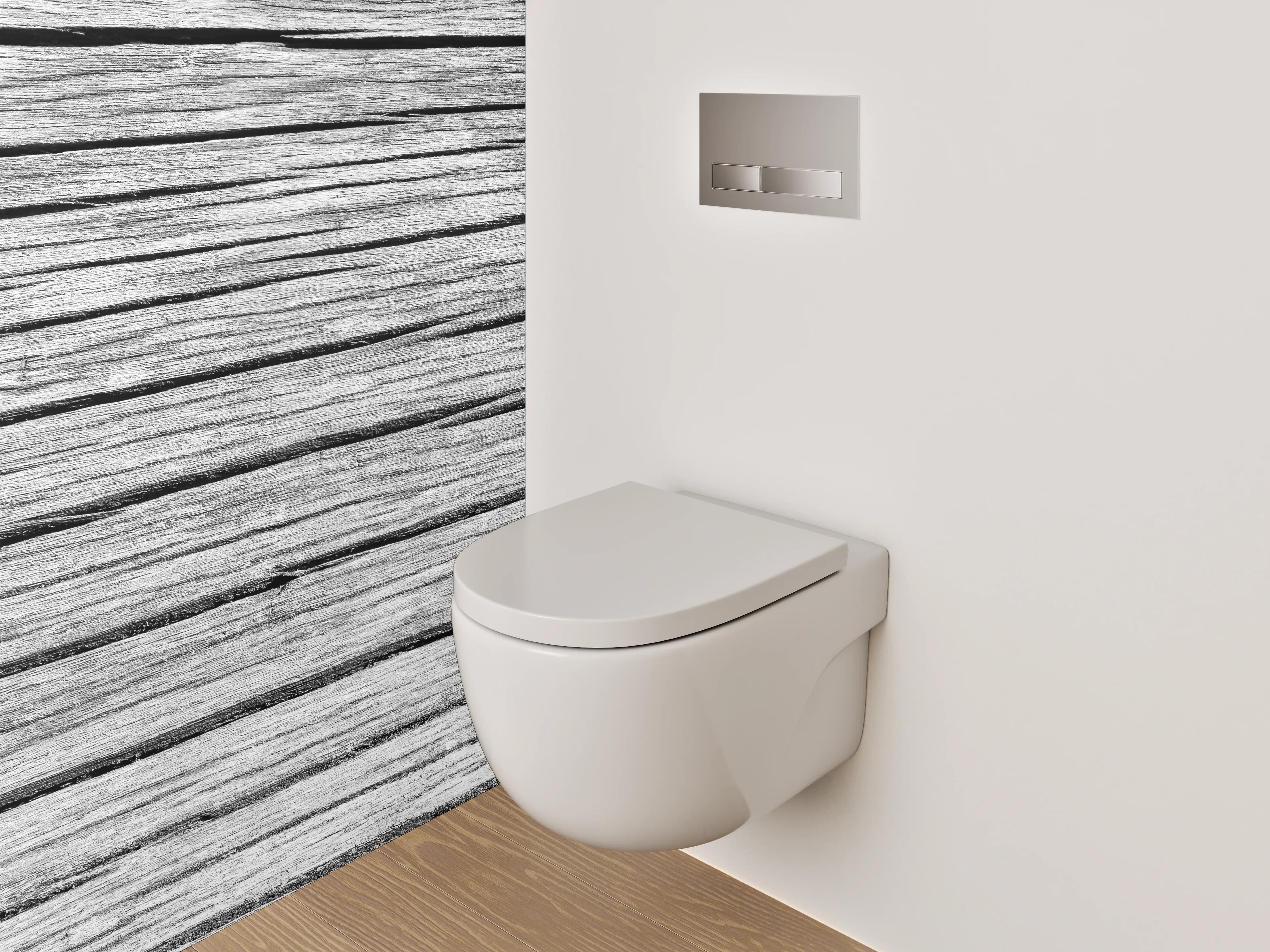 WC-Rückwand - Weiß-graue Holzstruktur-Optik