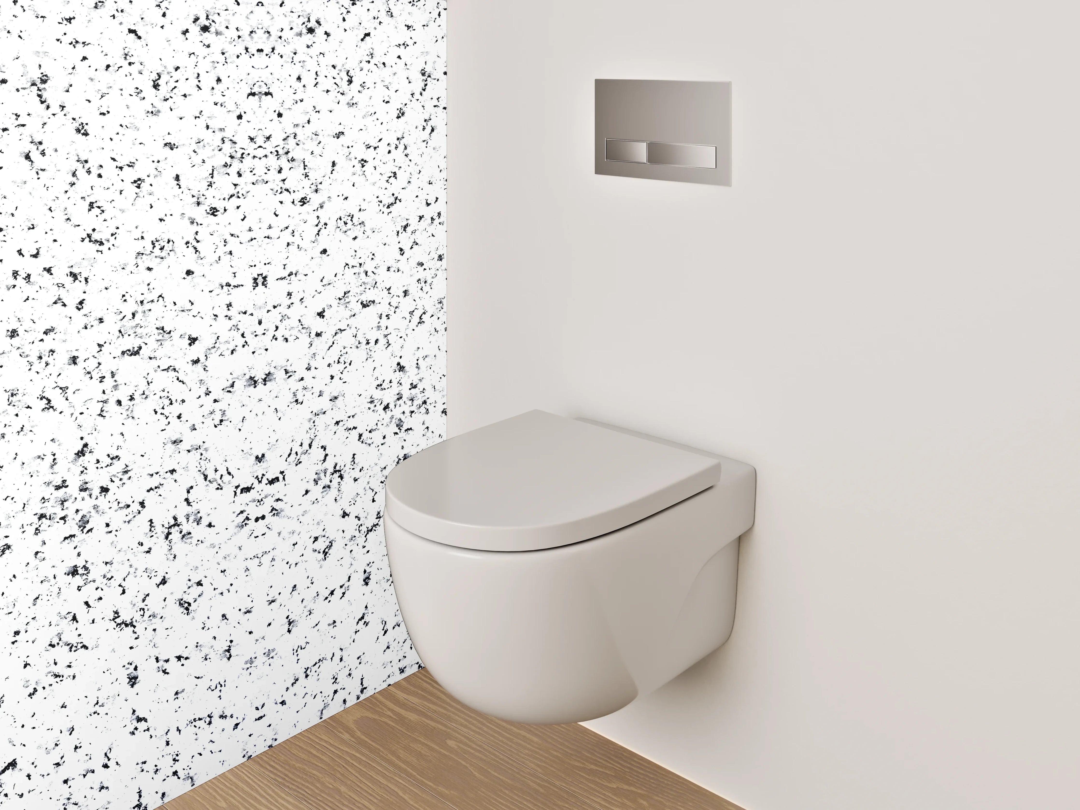 WC-Rückwand - Weiß-graue Marmor Sprenkel Optik
