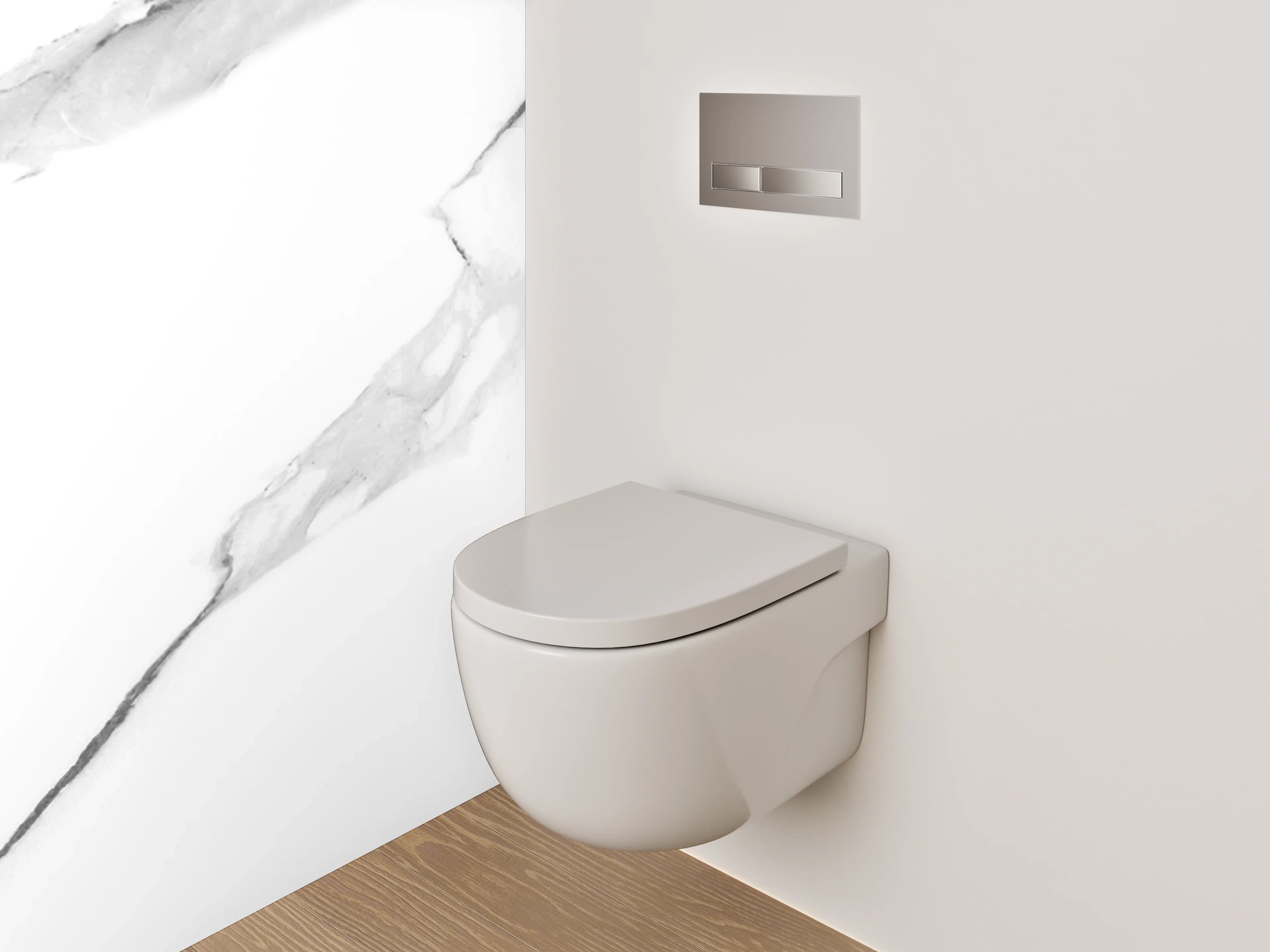 WC-Rückwand - Weiß-graue Marmoroptik Modern