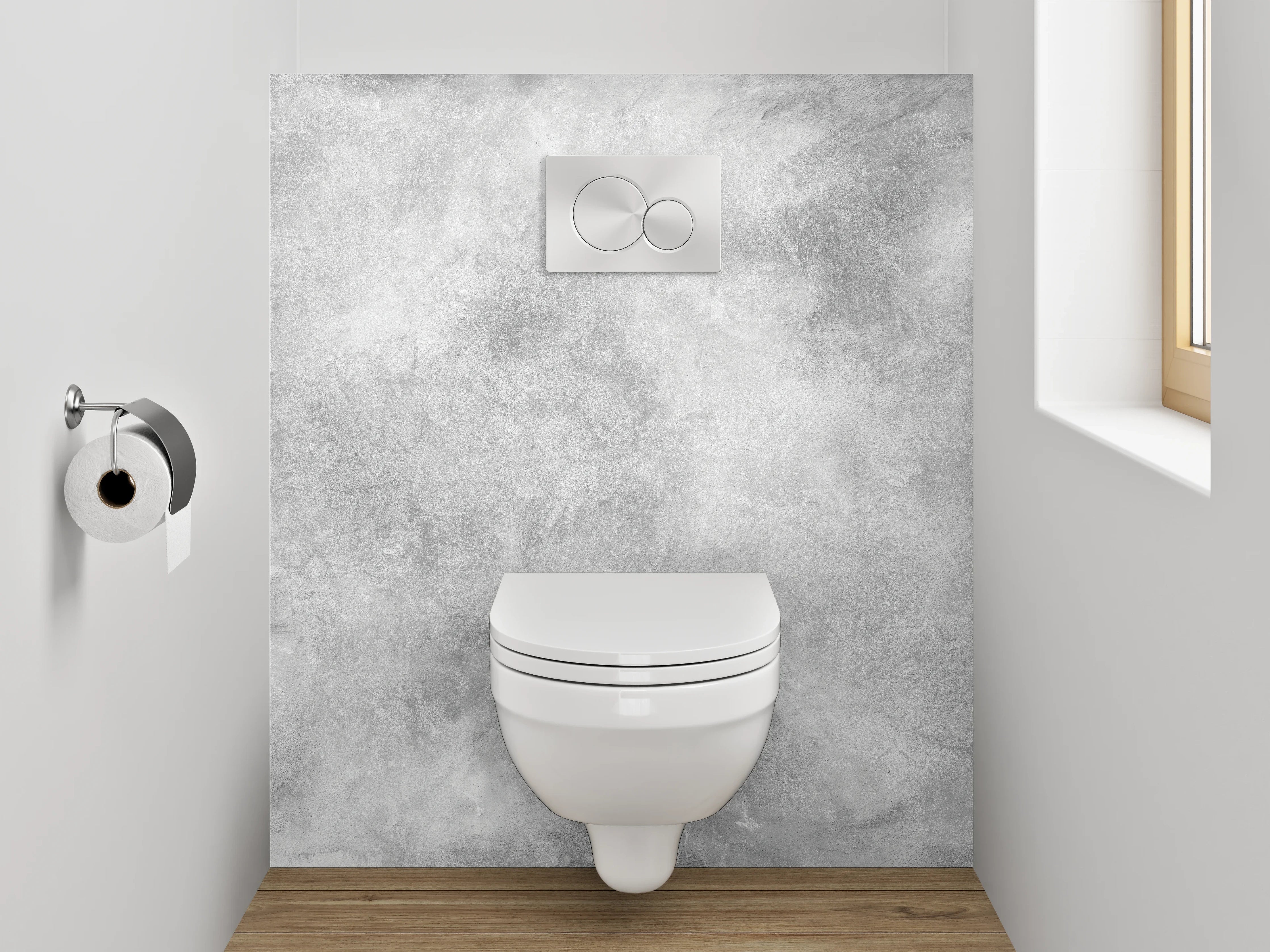 WC-Rückwand - Weiß-graue Marmorstruktur Effekt