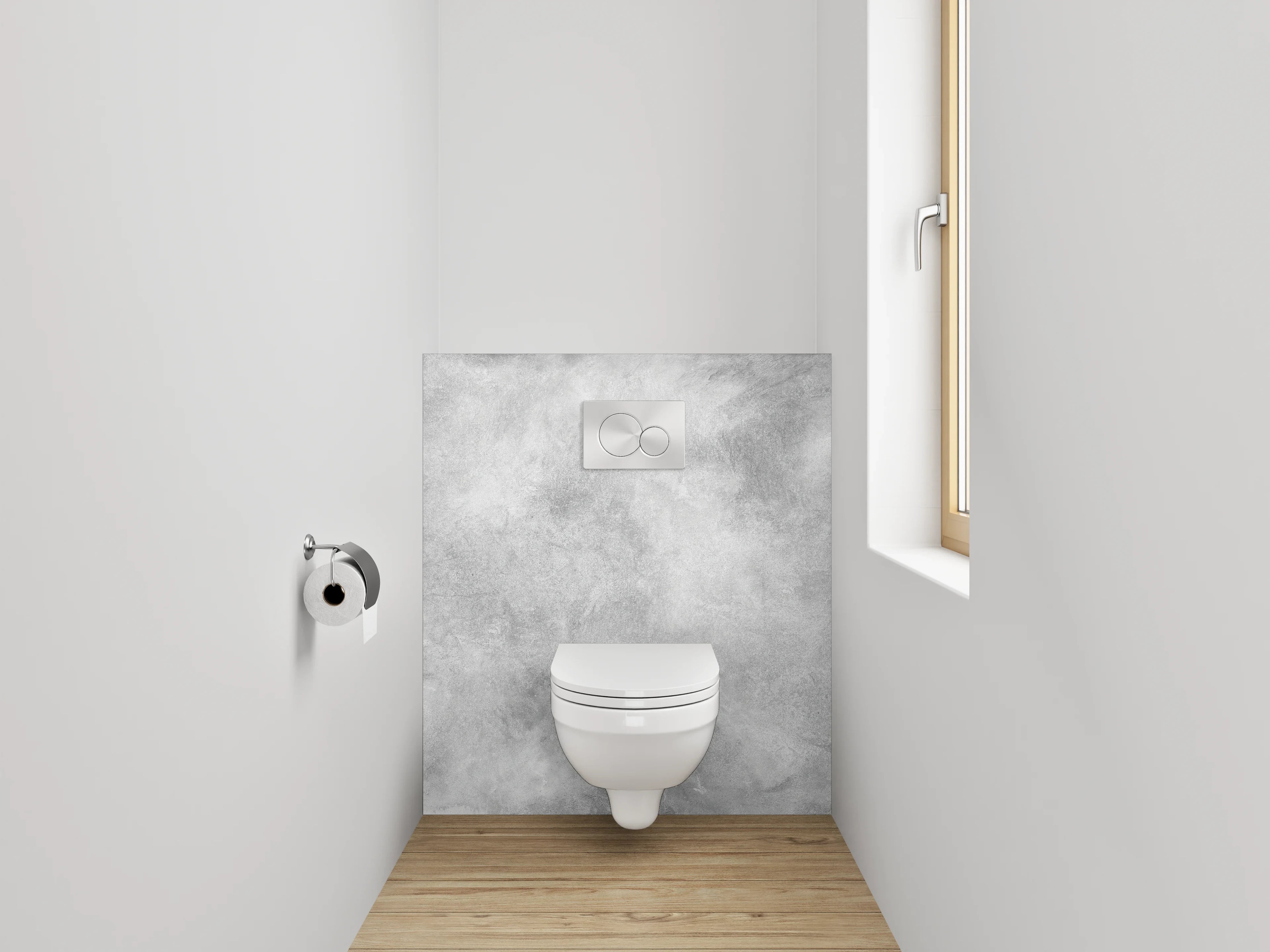 WC-Rückwand - Weiß-graue Marmorstruktur Effekt