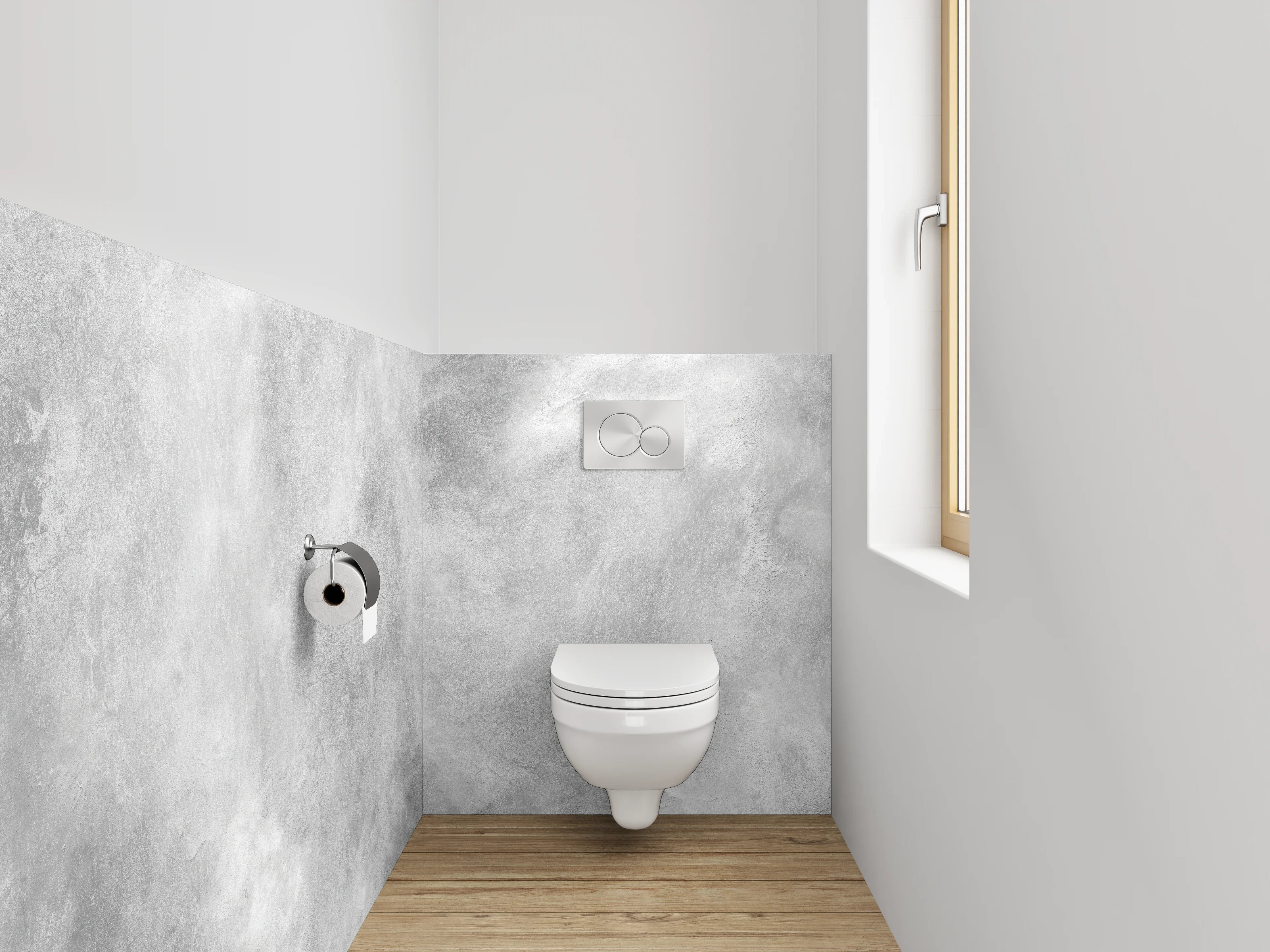 WC-Rückwand - Weiß-graue Marmorstruktur Effekt