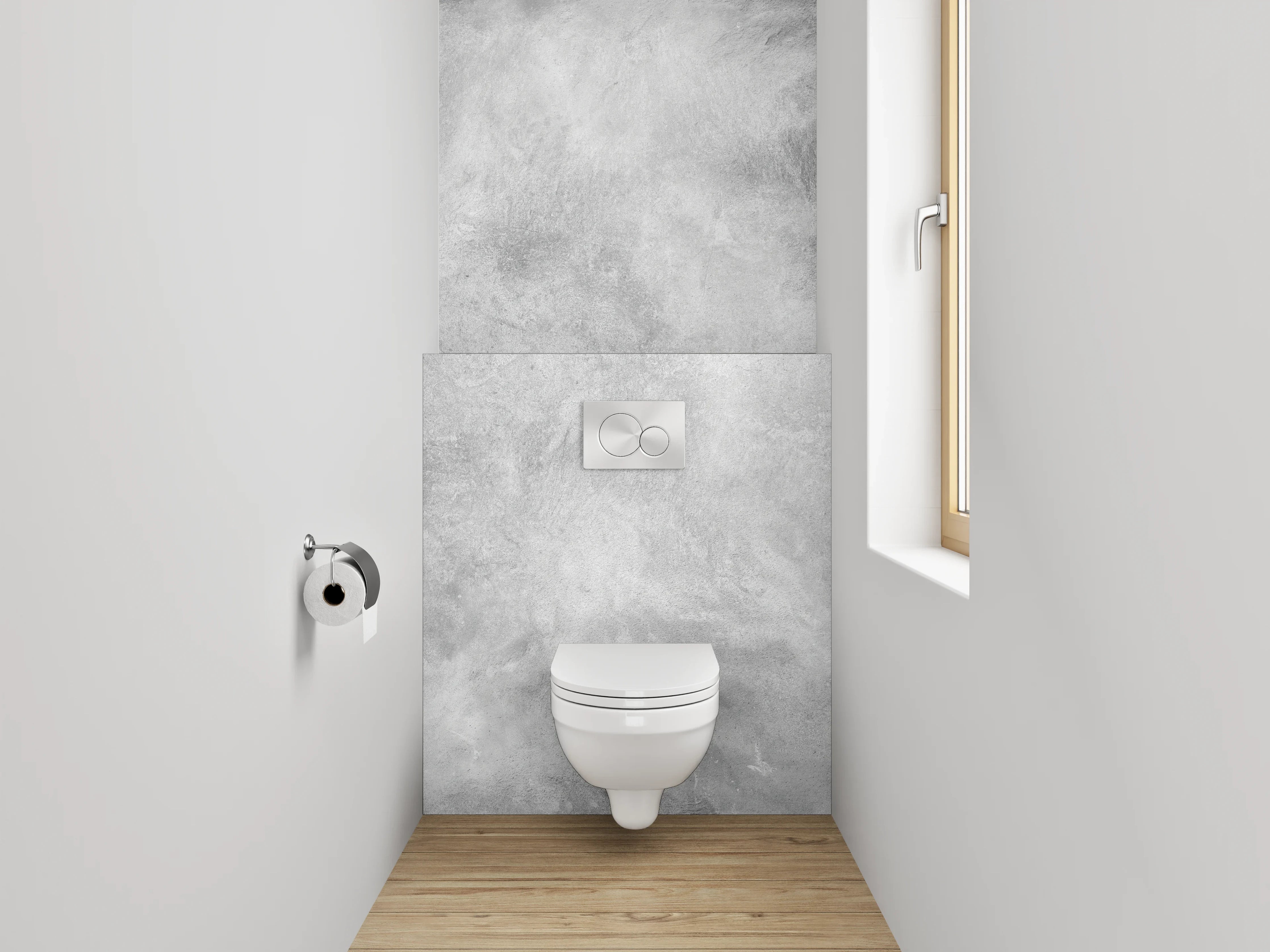 WC-Rückwand - Weiß-graue Marmorstruktur Effekt