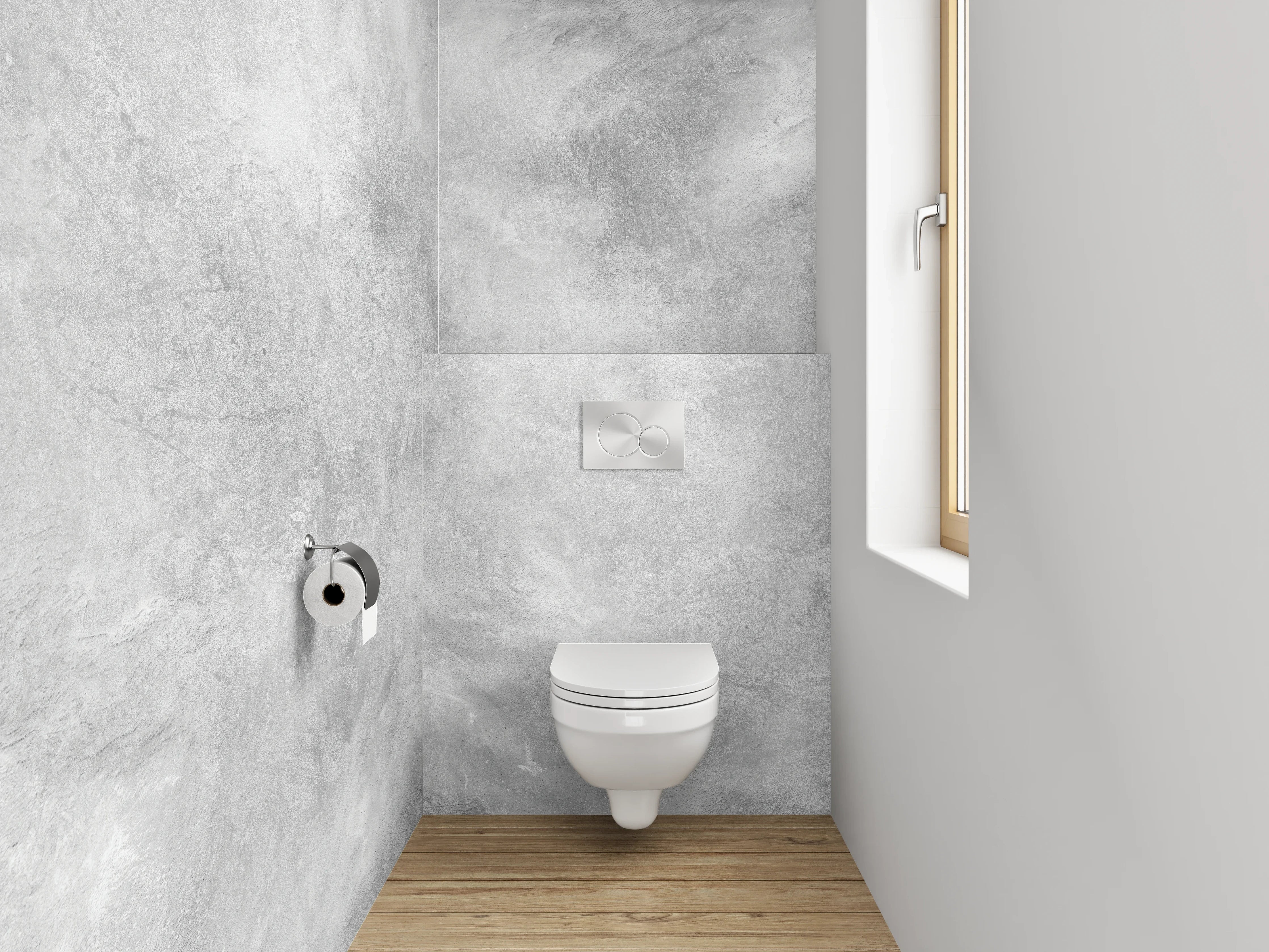 WC-Rückwand - Weiß-graue Marmorstruktur Effekt