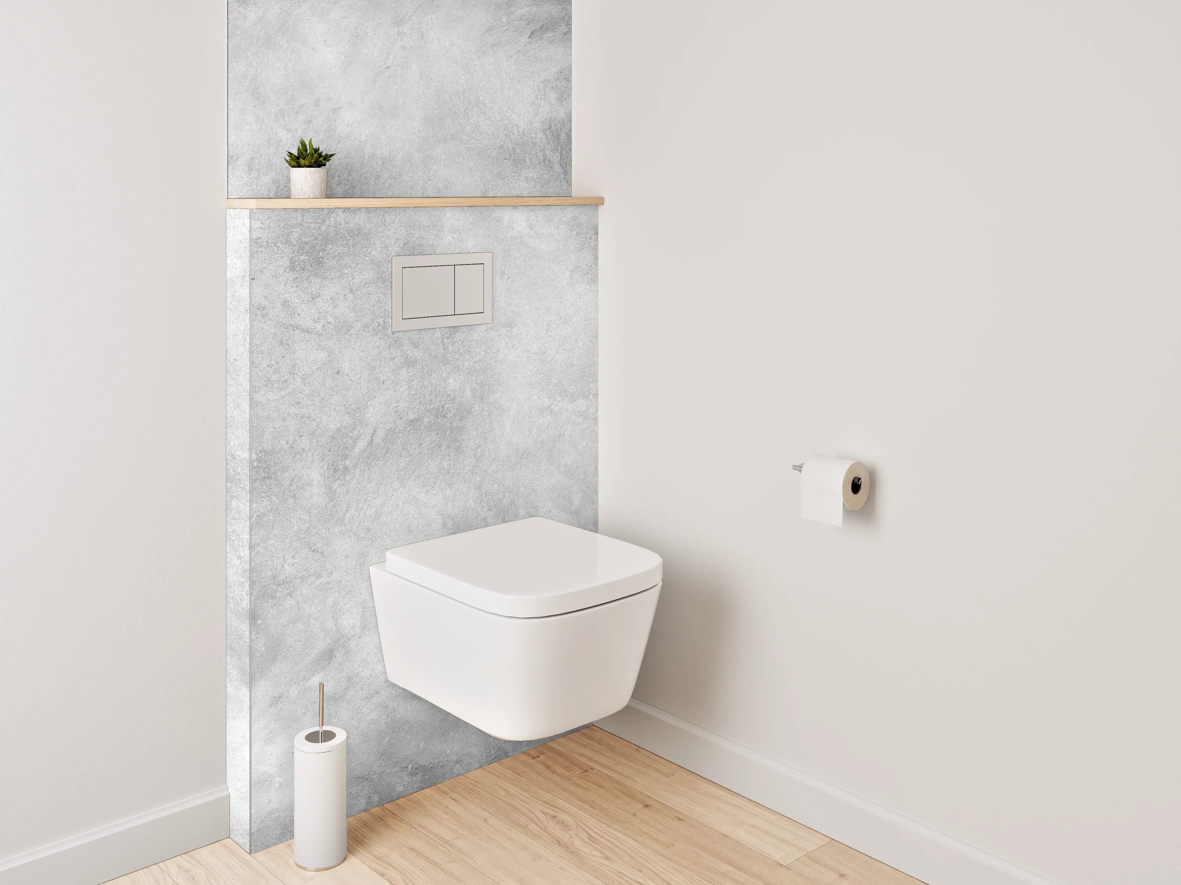 WC-Rückwand - Weiß-graue Marmorstruktur Effekt