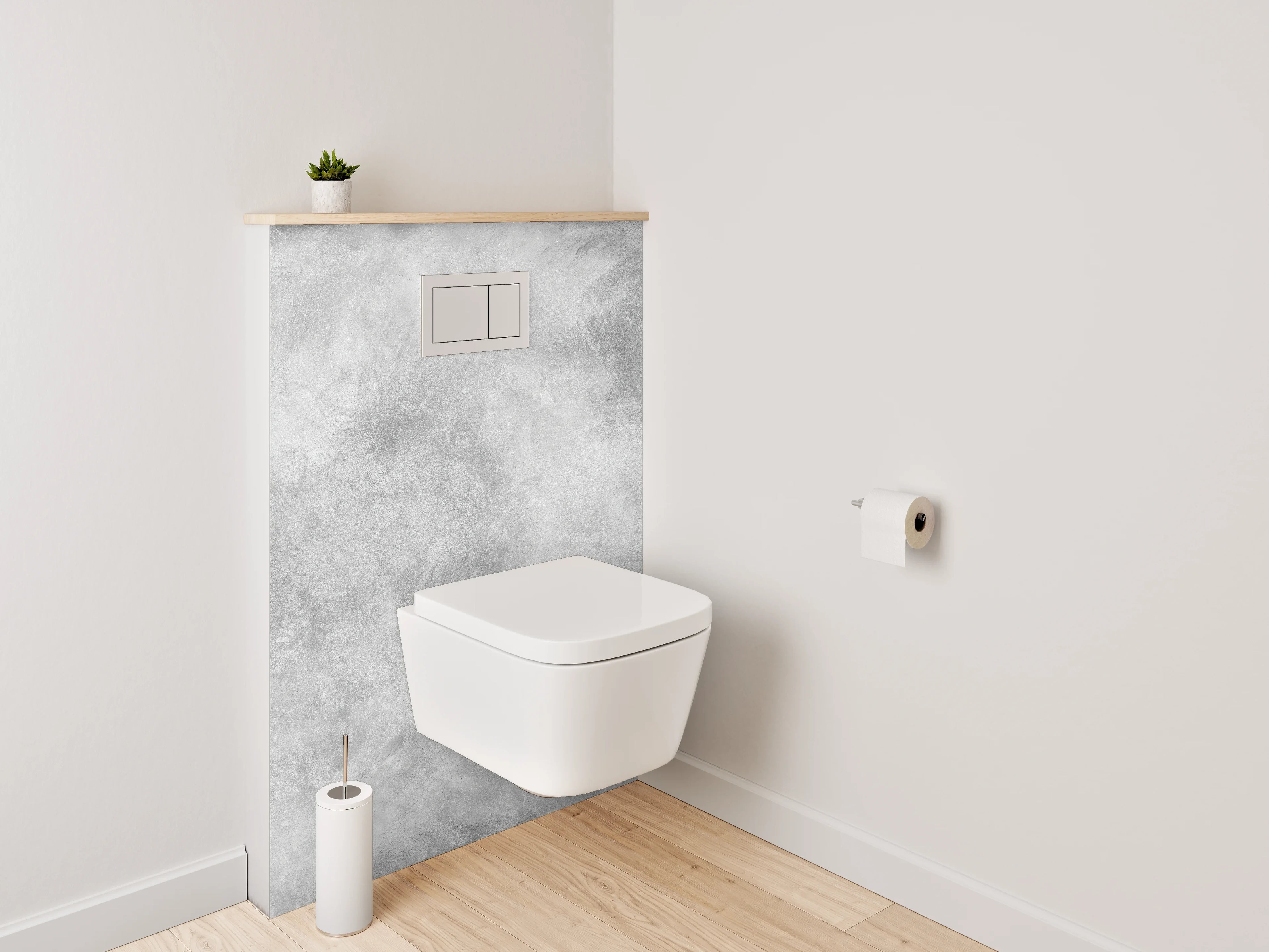WC-Rückwand - Weiß-graue Marmorstruktur Effekt
