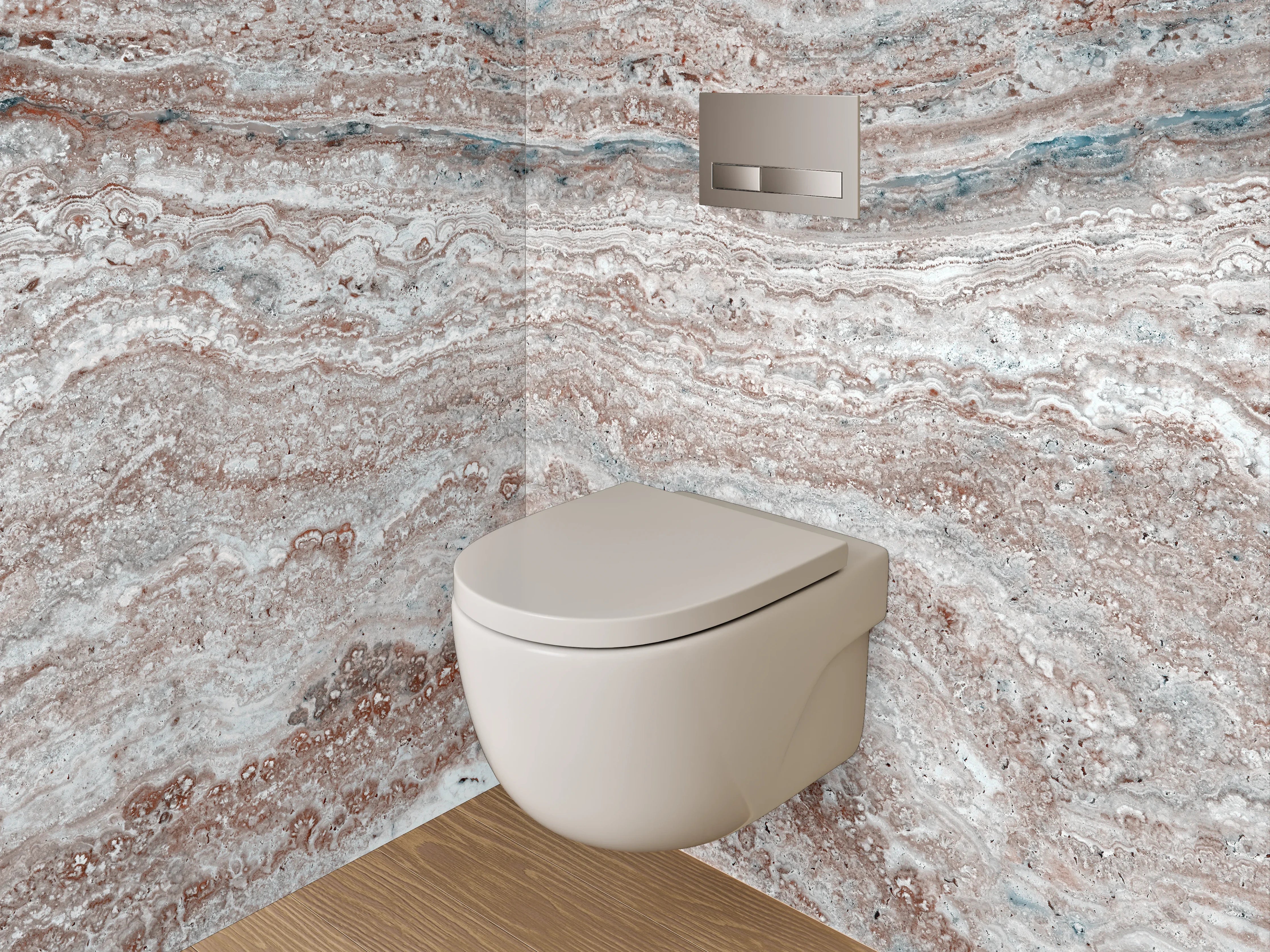 WC-Rückwand - Weiß-graue Marmorstruktur Wanddekor