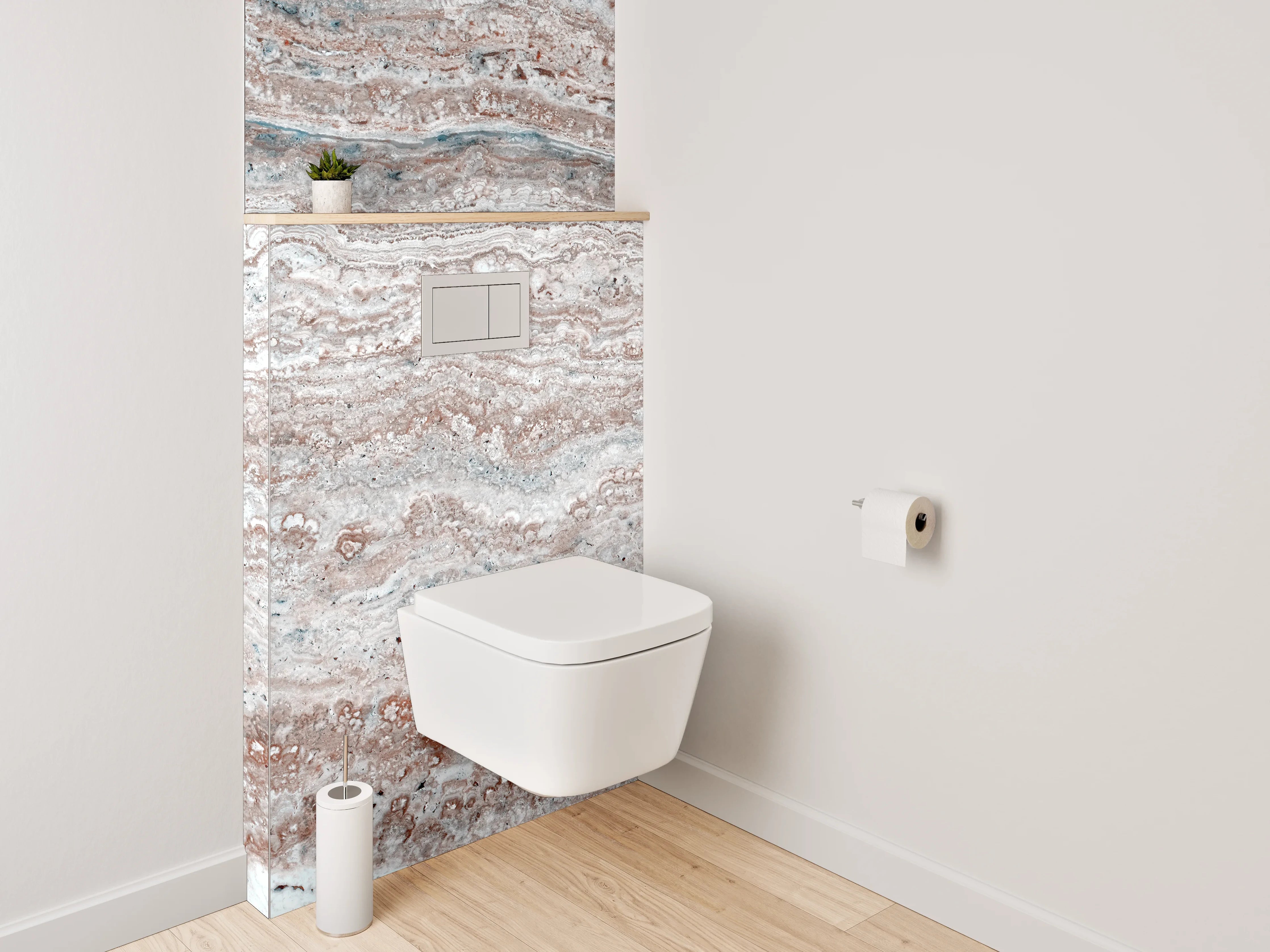 WC-Rückwand - Weiß-graue Marmorstruktur Wanddekor