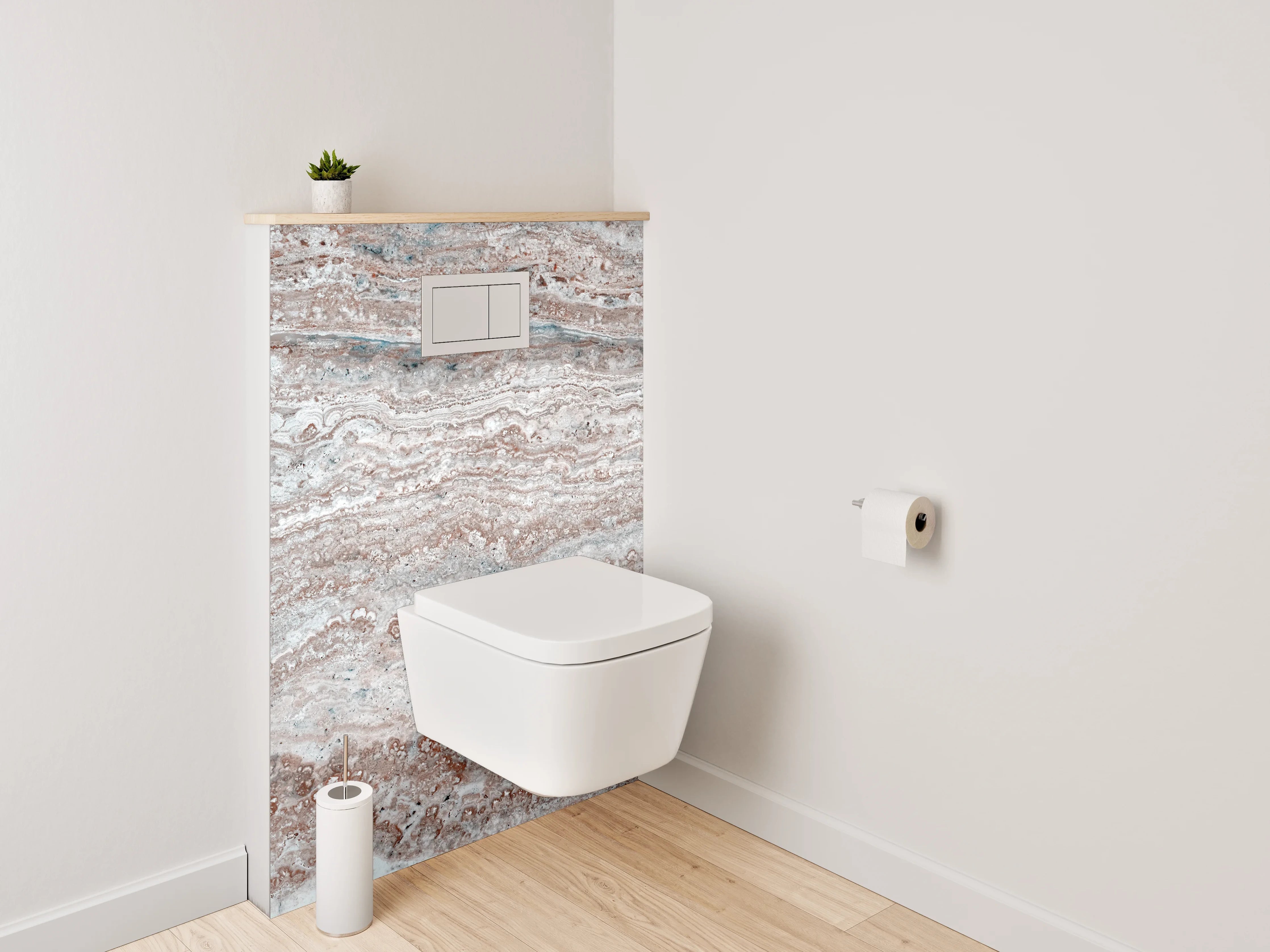 WC-Rückwand - Weiß-graue Marmorstruktur Wanddekor