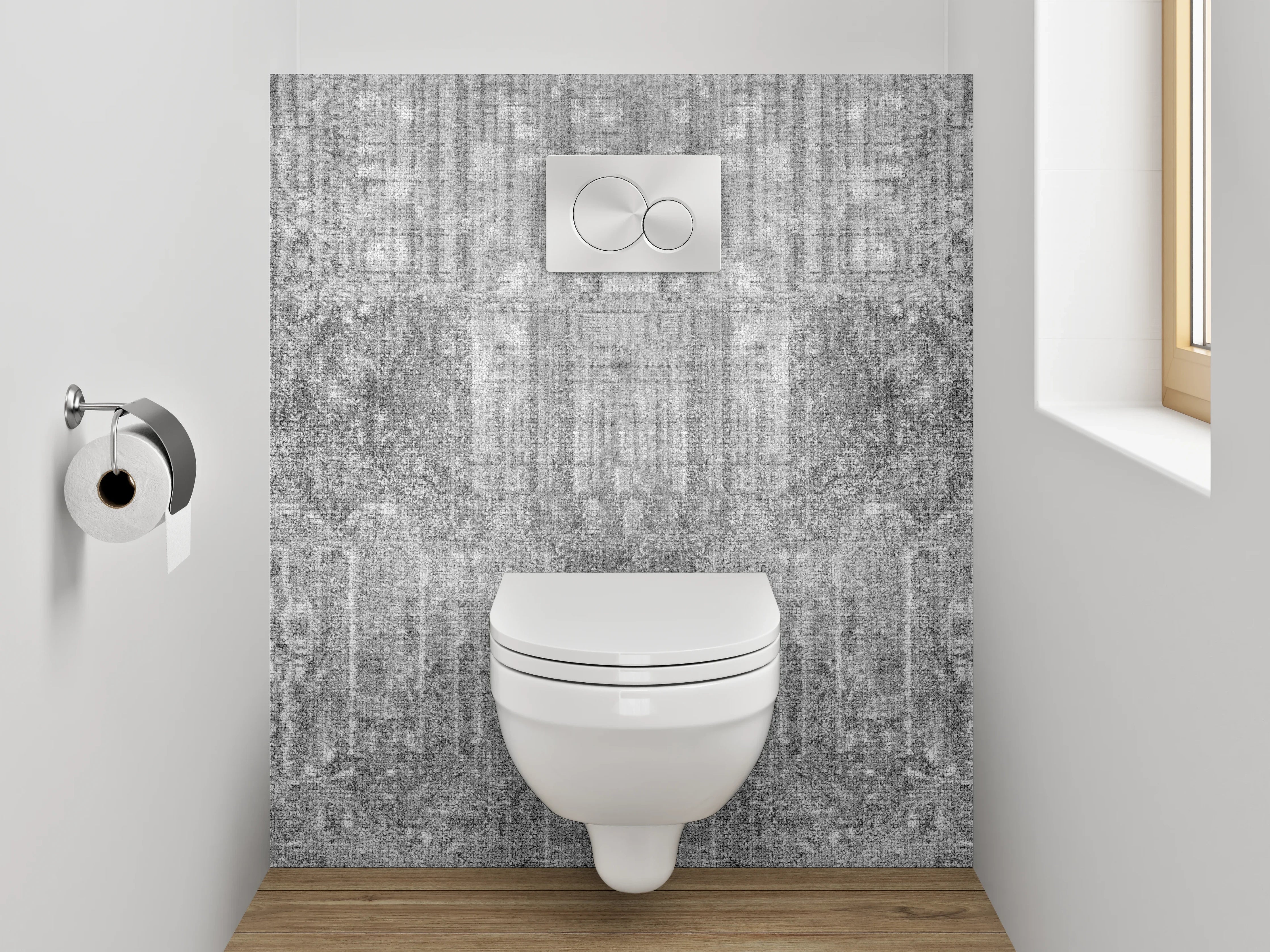 WC-Rückwand - Weiß-graue Marmorstruktur modern