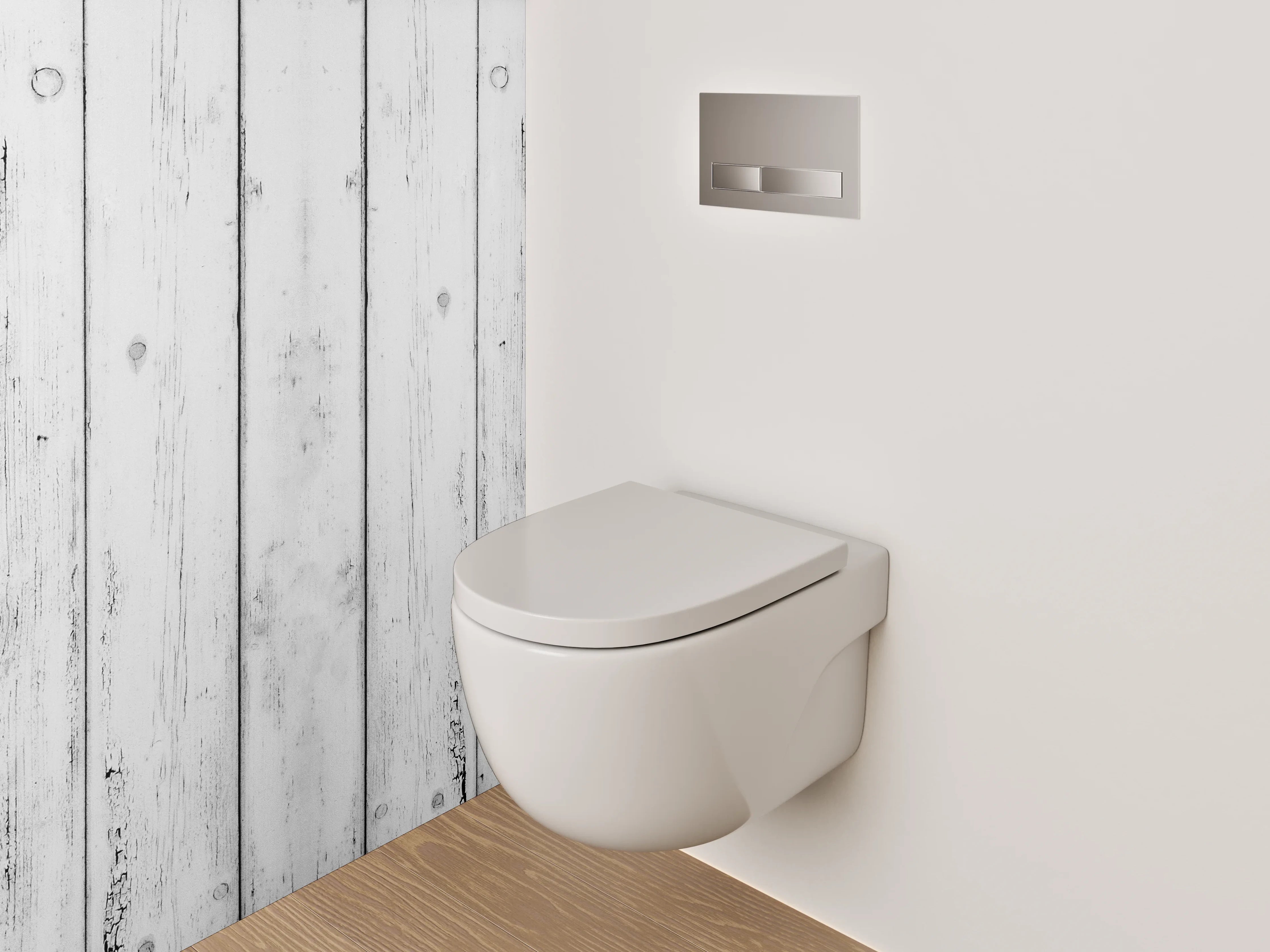 WC-Rückwand - Weiß-graue Vintage-Holzoptik