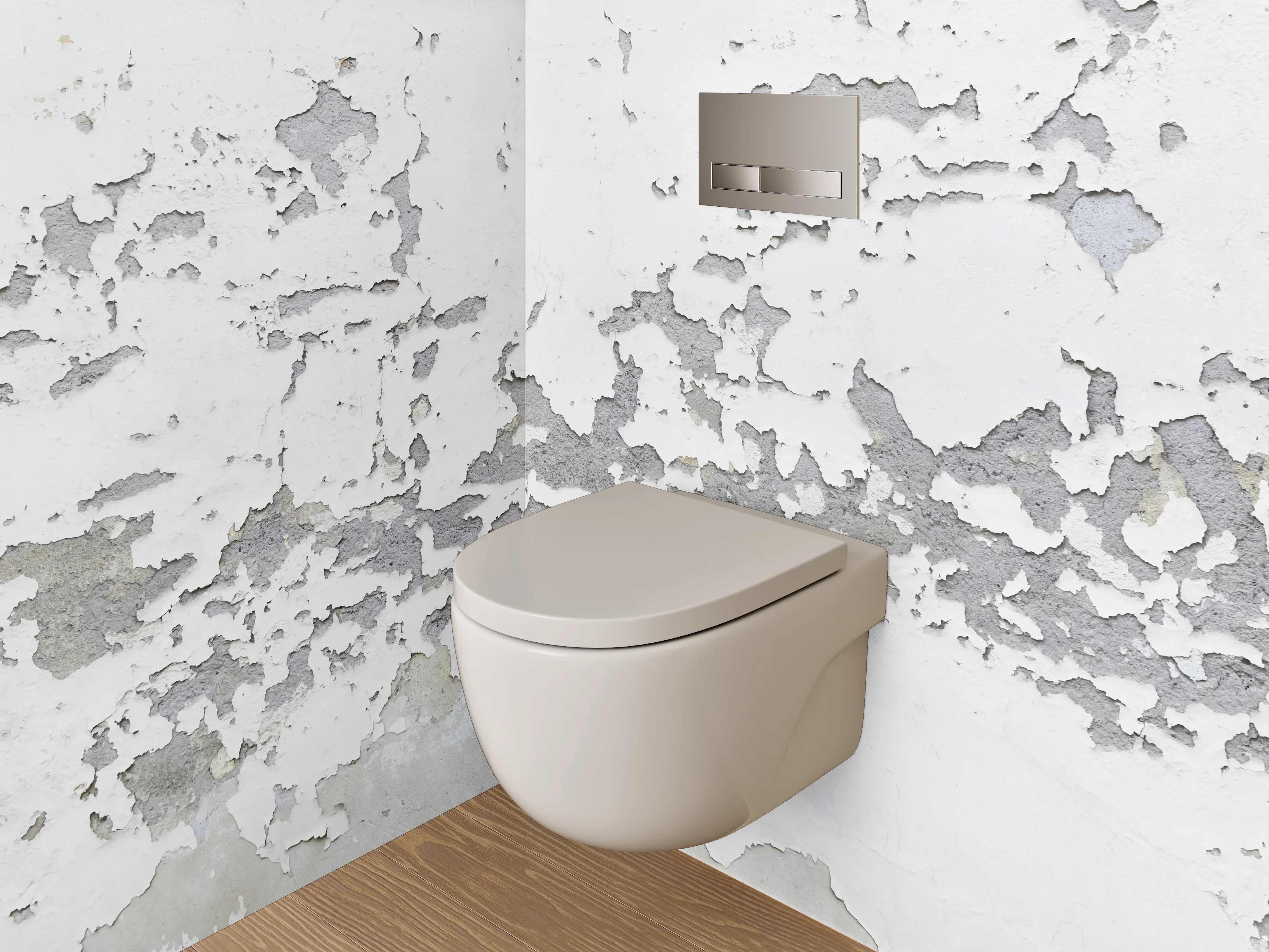 WC-Rückwand - Weiß-graue Vintage-Putzstruktur