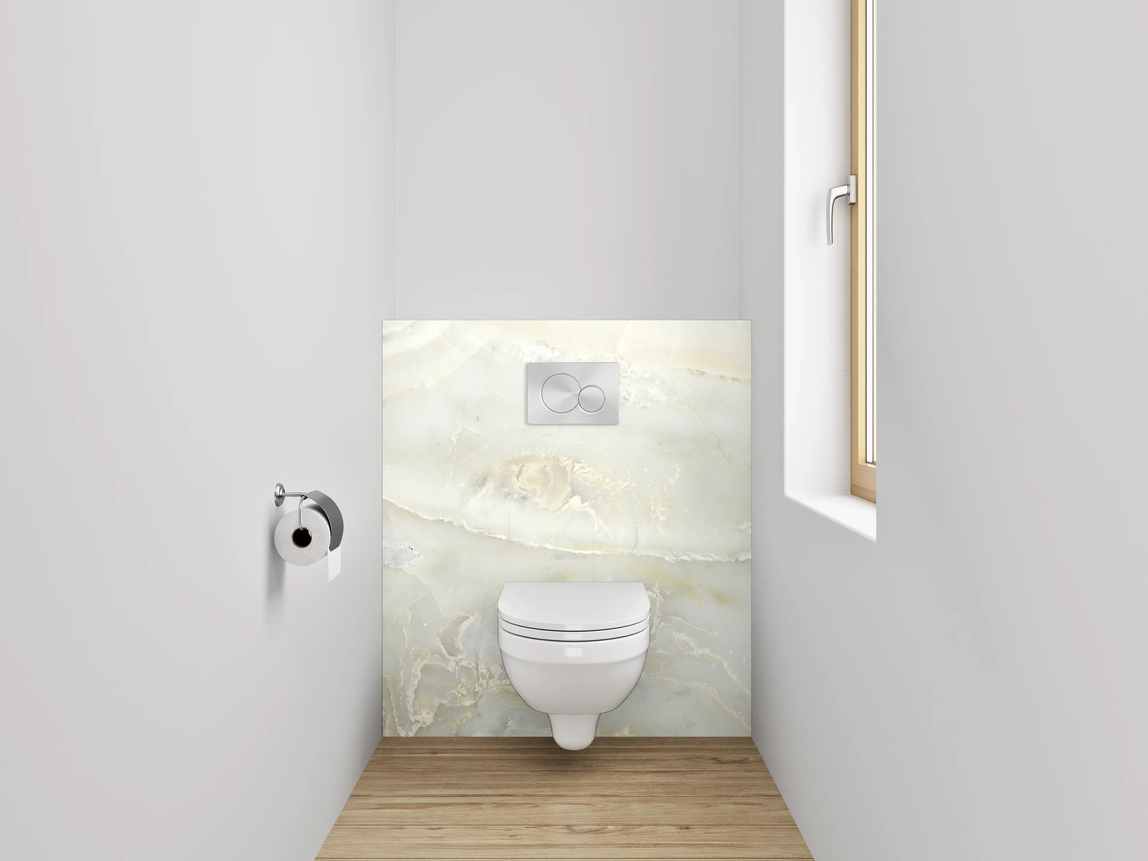 WC-Rückwand - Weiß-grauer Marmor Look