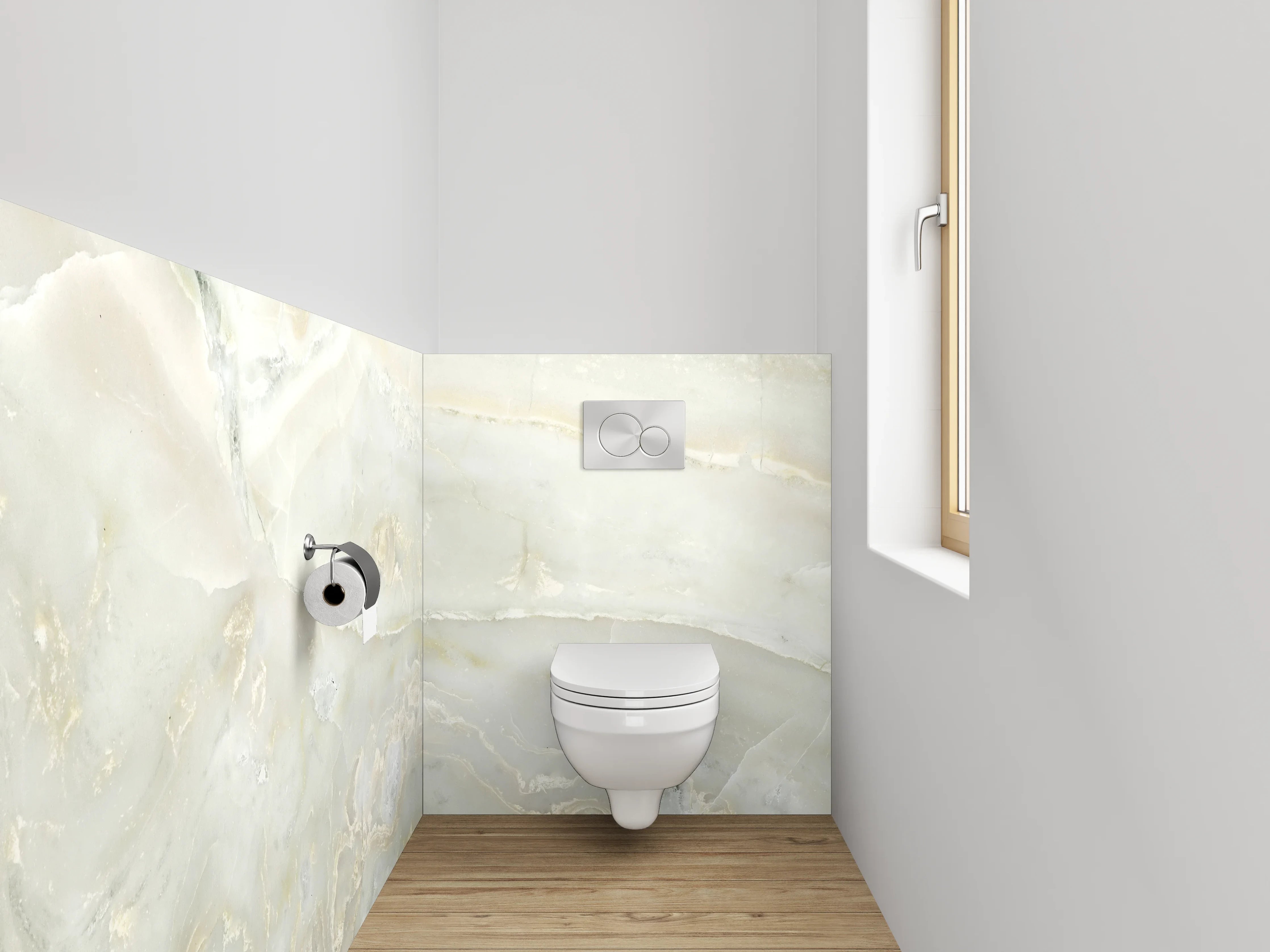 WC-Rückwand - Weiß-grauer Marmor Look