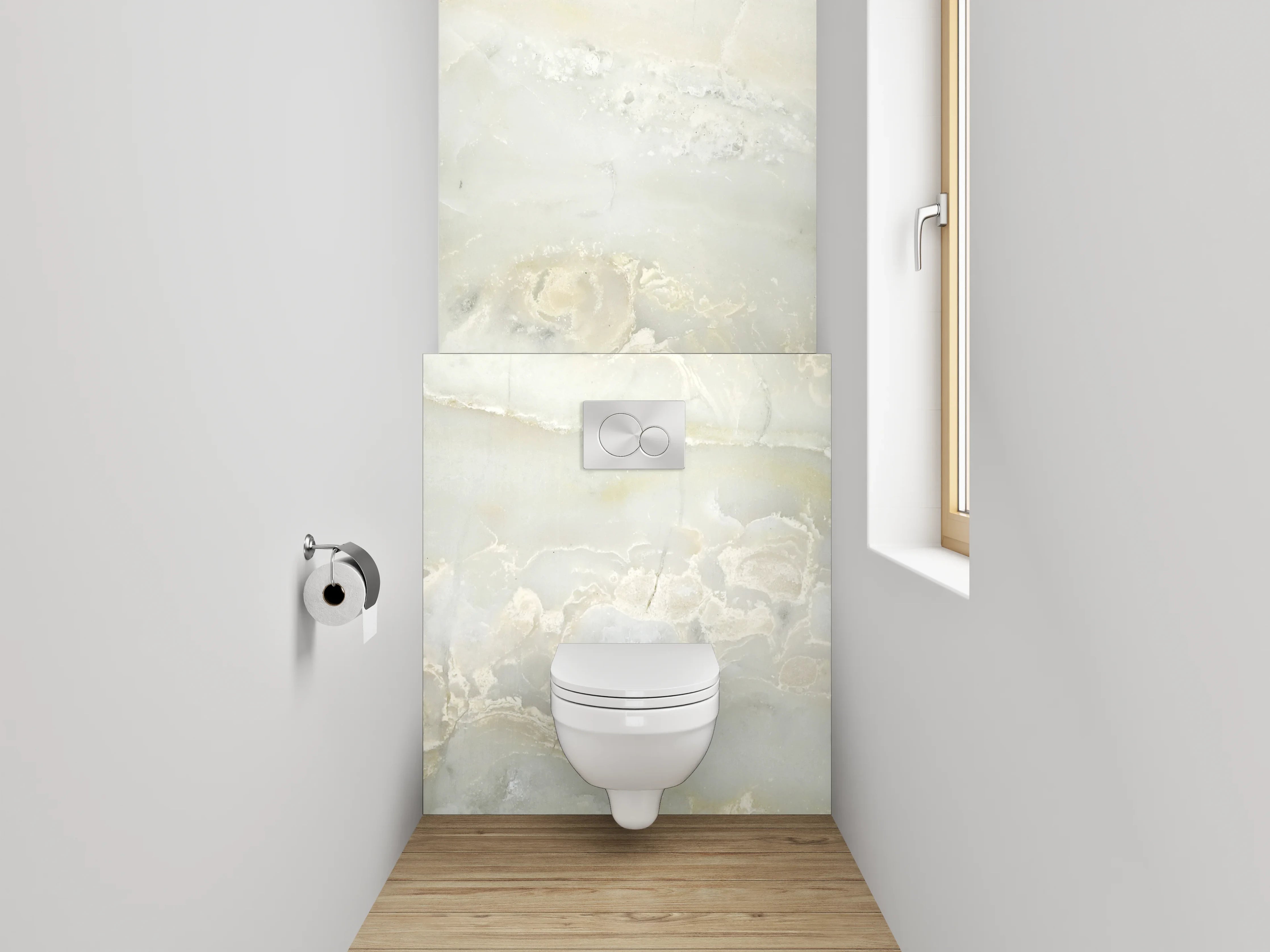 WC-Rückwand - Weiß-grauer Marmor Look