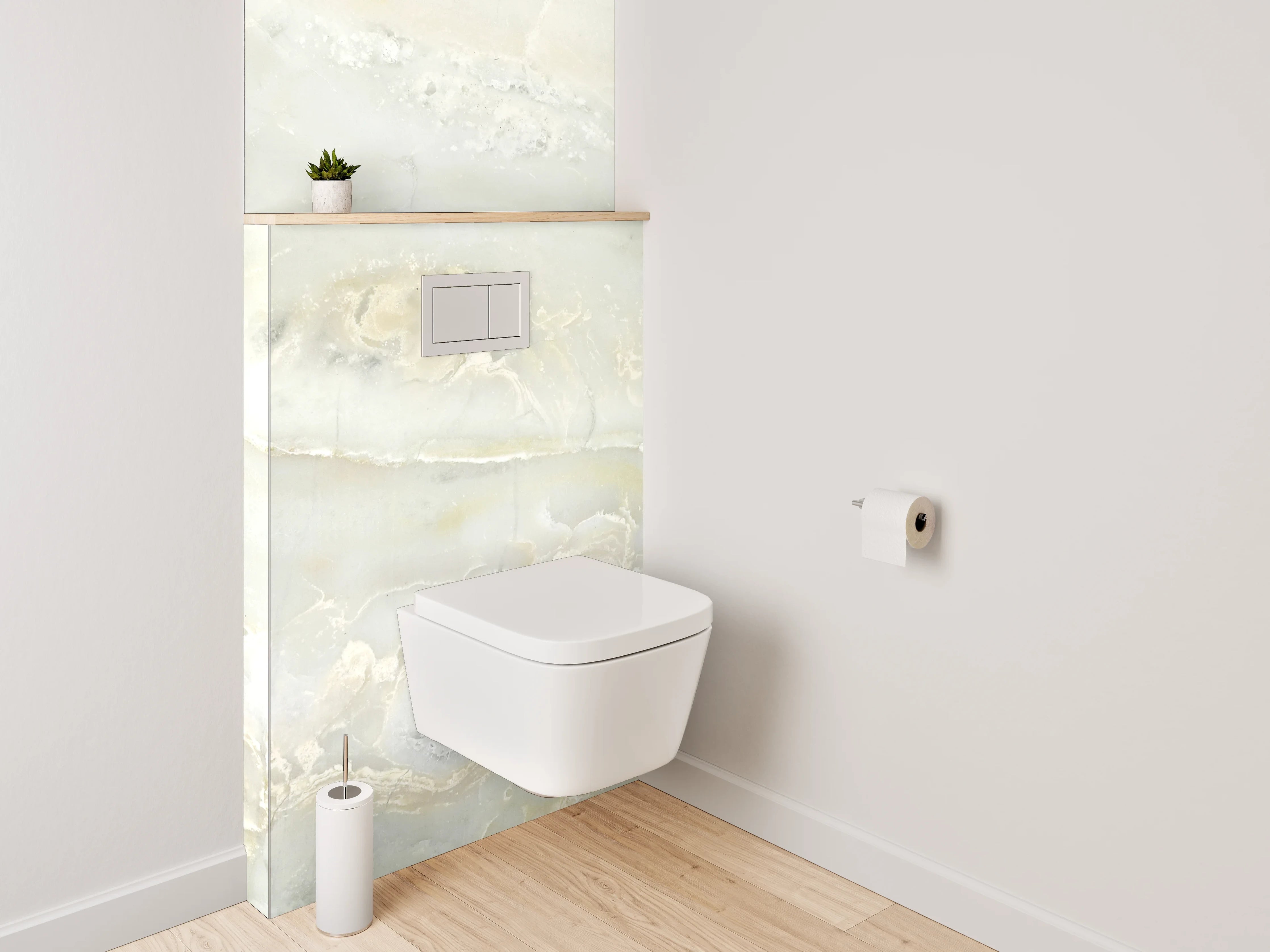 WC-Rückwand - Weiß-grauer Marmor Look