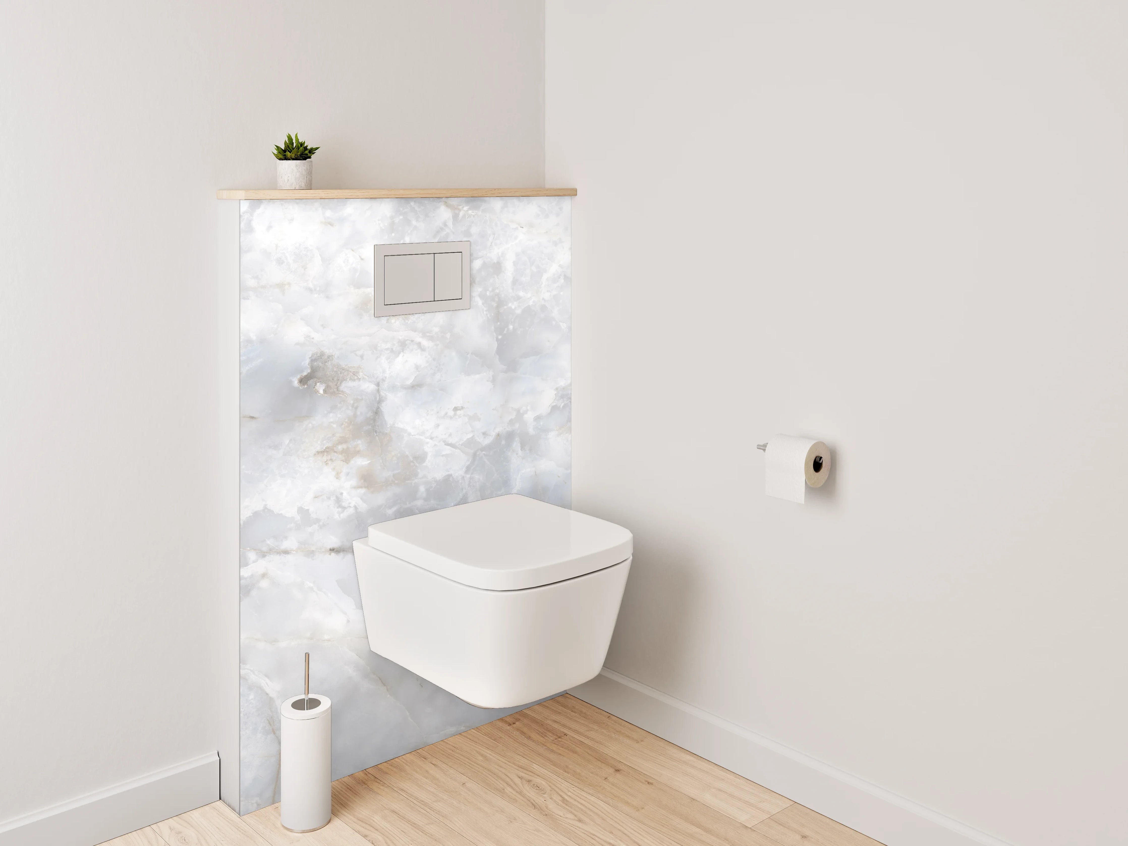 WC-Rückwand - Weiß-grauer Marmor-Look – edel & zeitlos