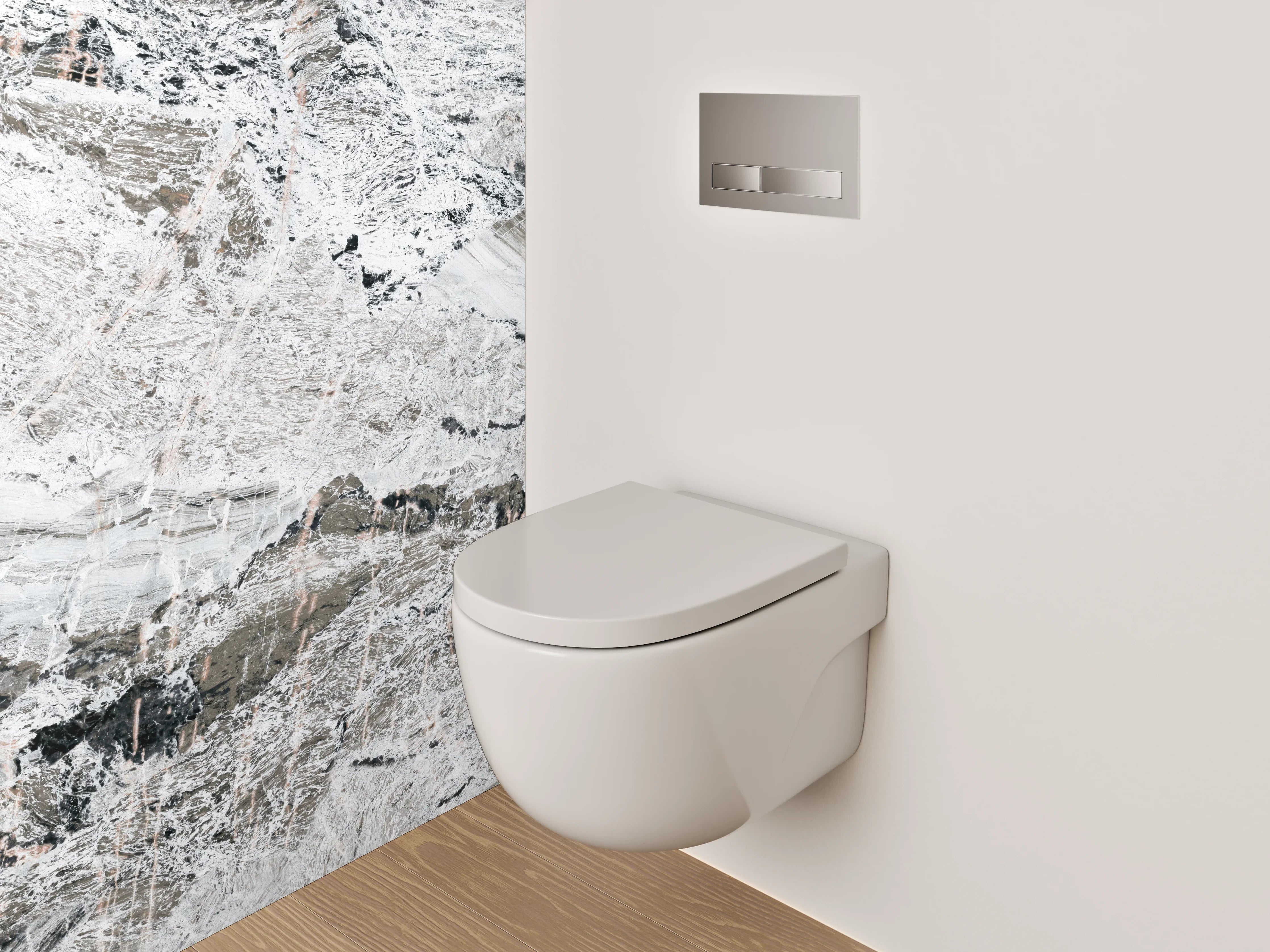WC-Rückwand - Weiß-grauer Marmor-Look modern