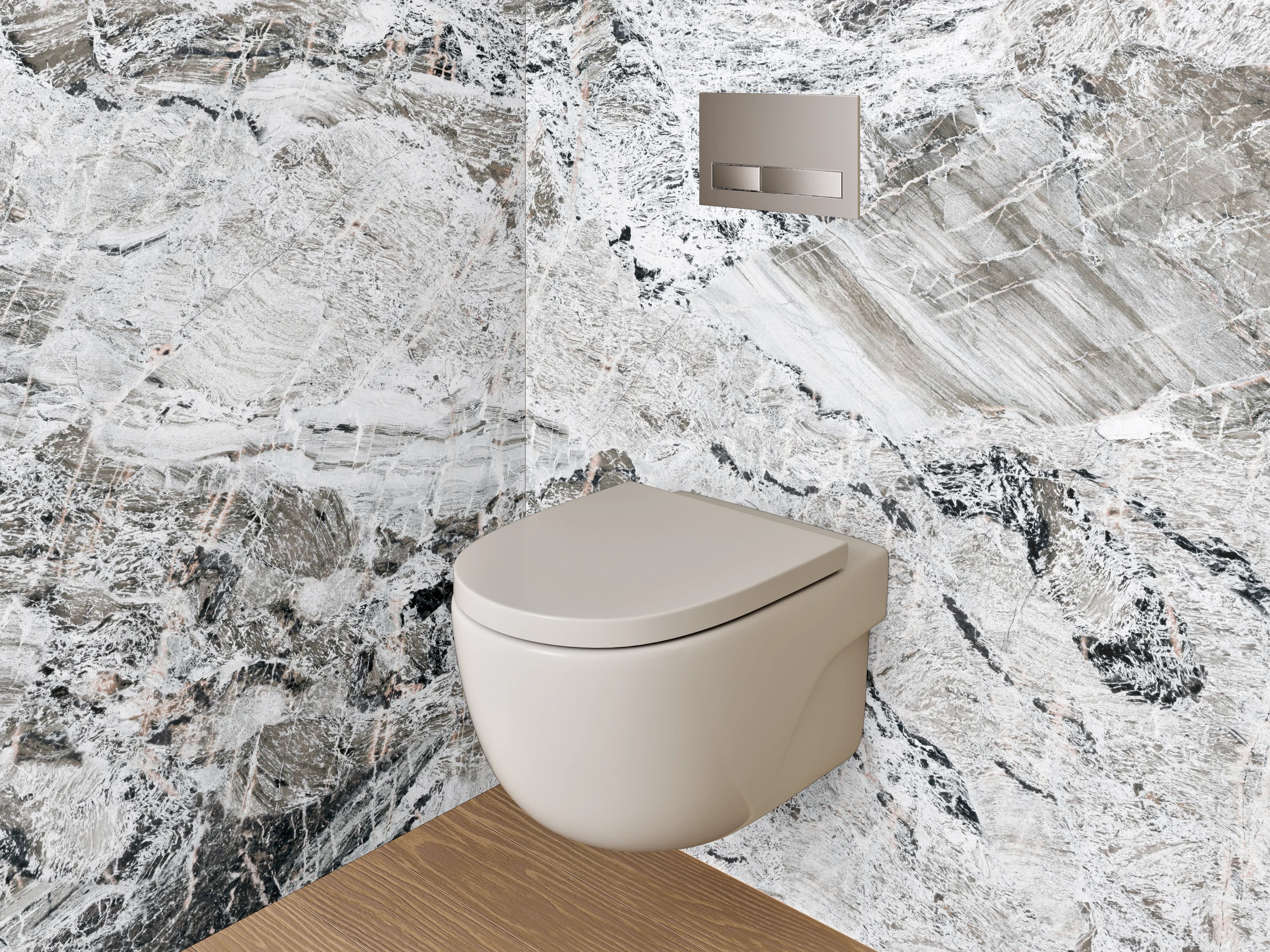 WC-Rückwand - Weiß-grauer Marmor-Look modern