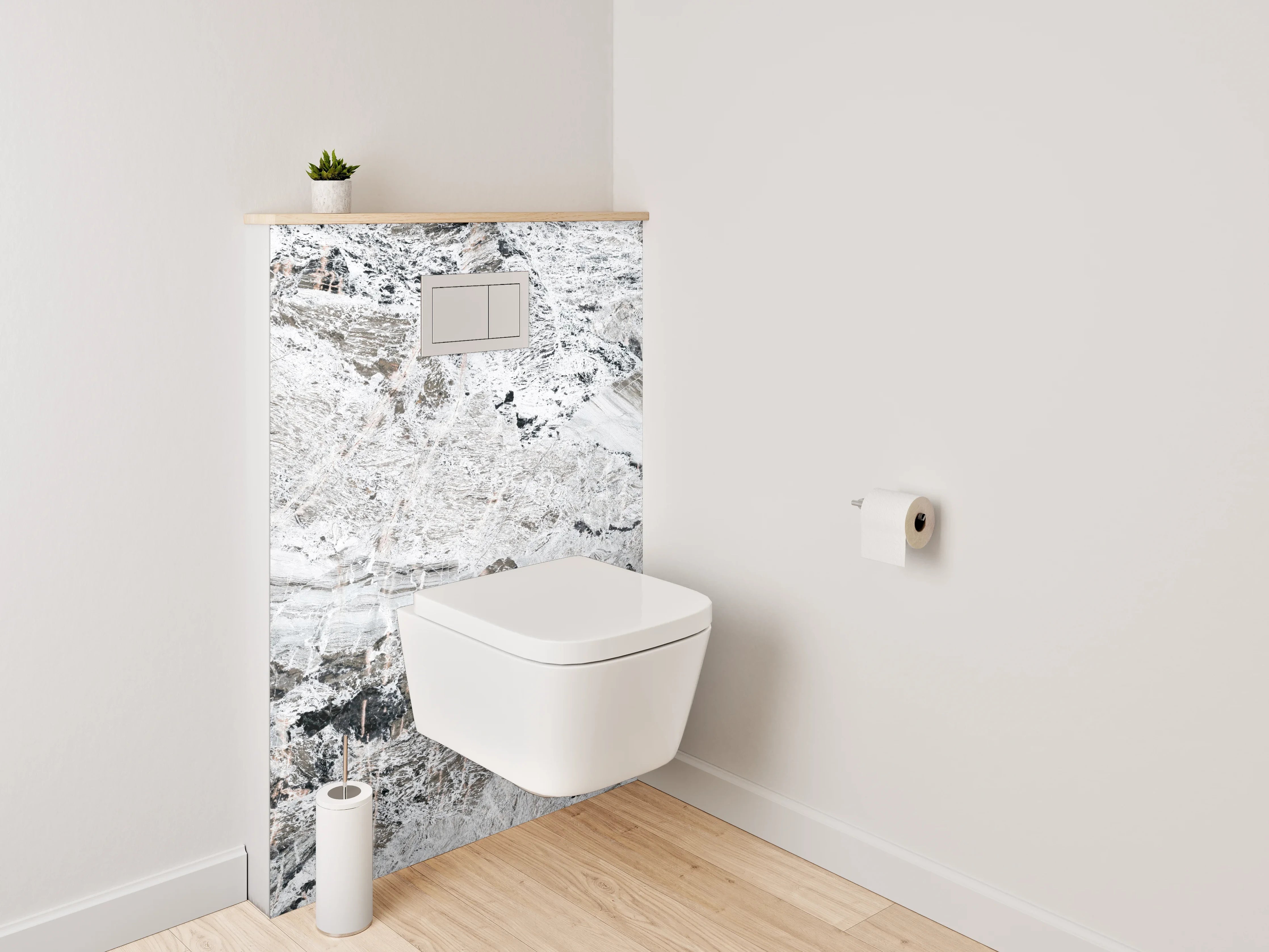 WC-Rückwand - Weiß-grauer Marmor-Look modern