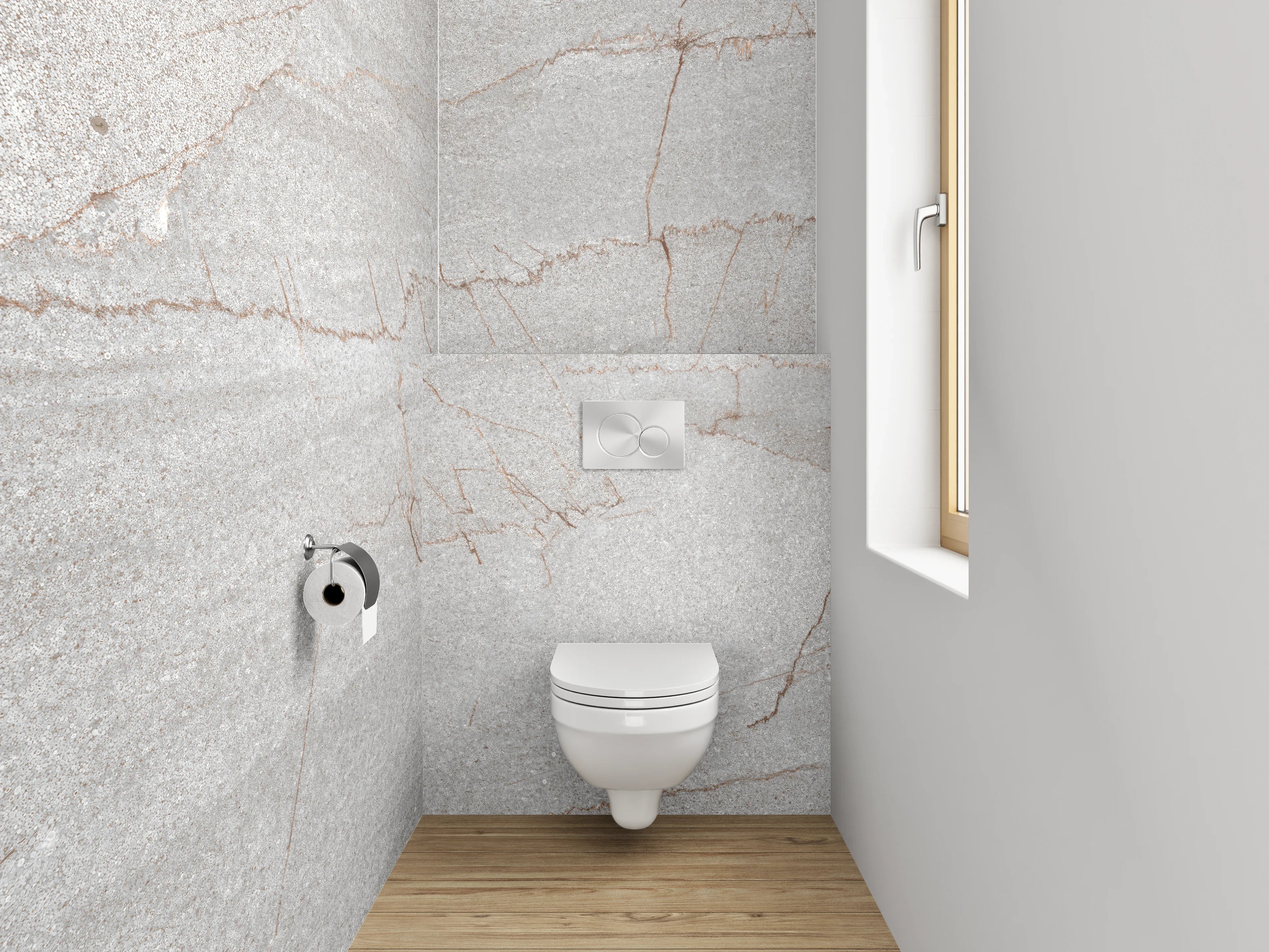 WC-Rückwand - Weiß-grauer Marmor mit feinen Adern