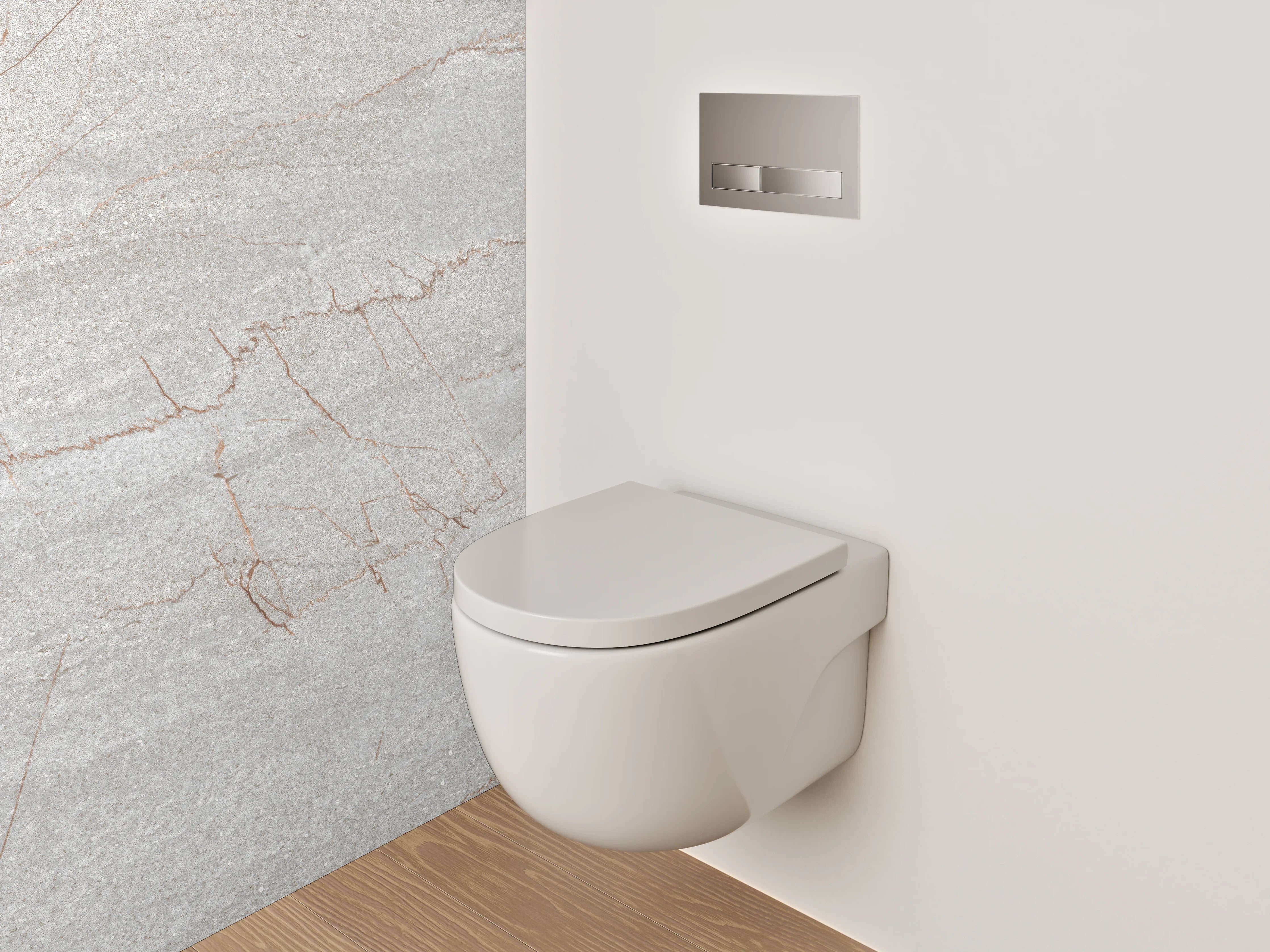 WC-Rückwand - Weiß-grauer Marmor mit feinen Adern