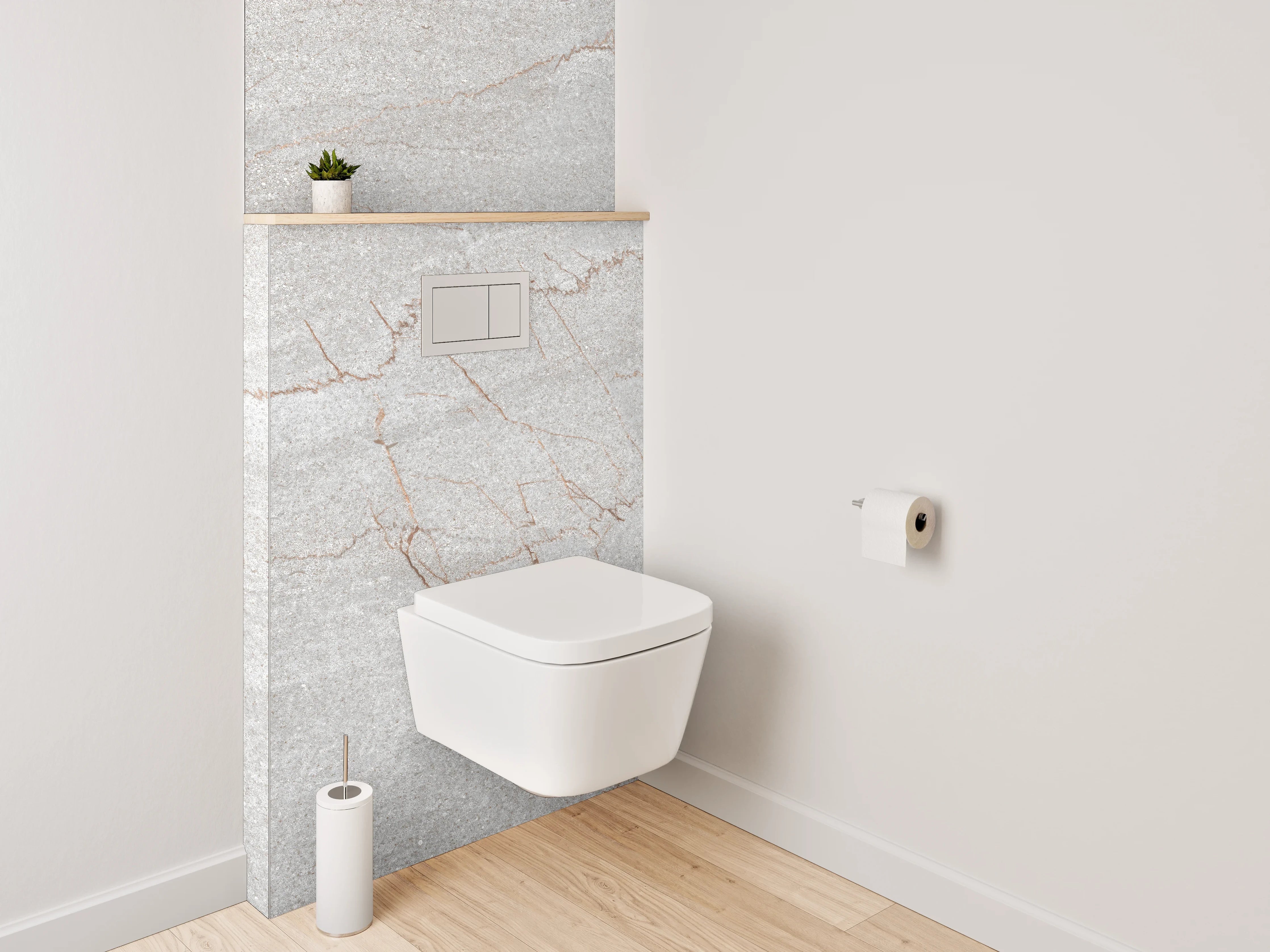 WC-Rückwand - Weiß-grauer Marmor mit feinen Adern