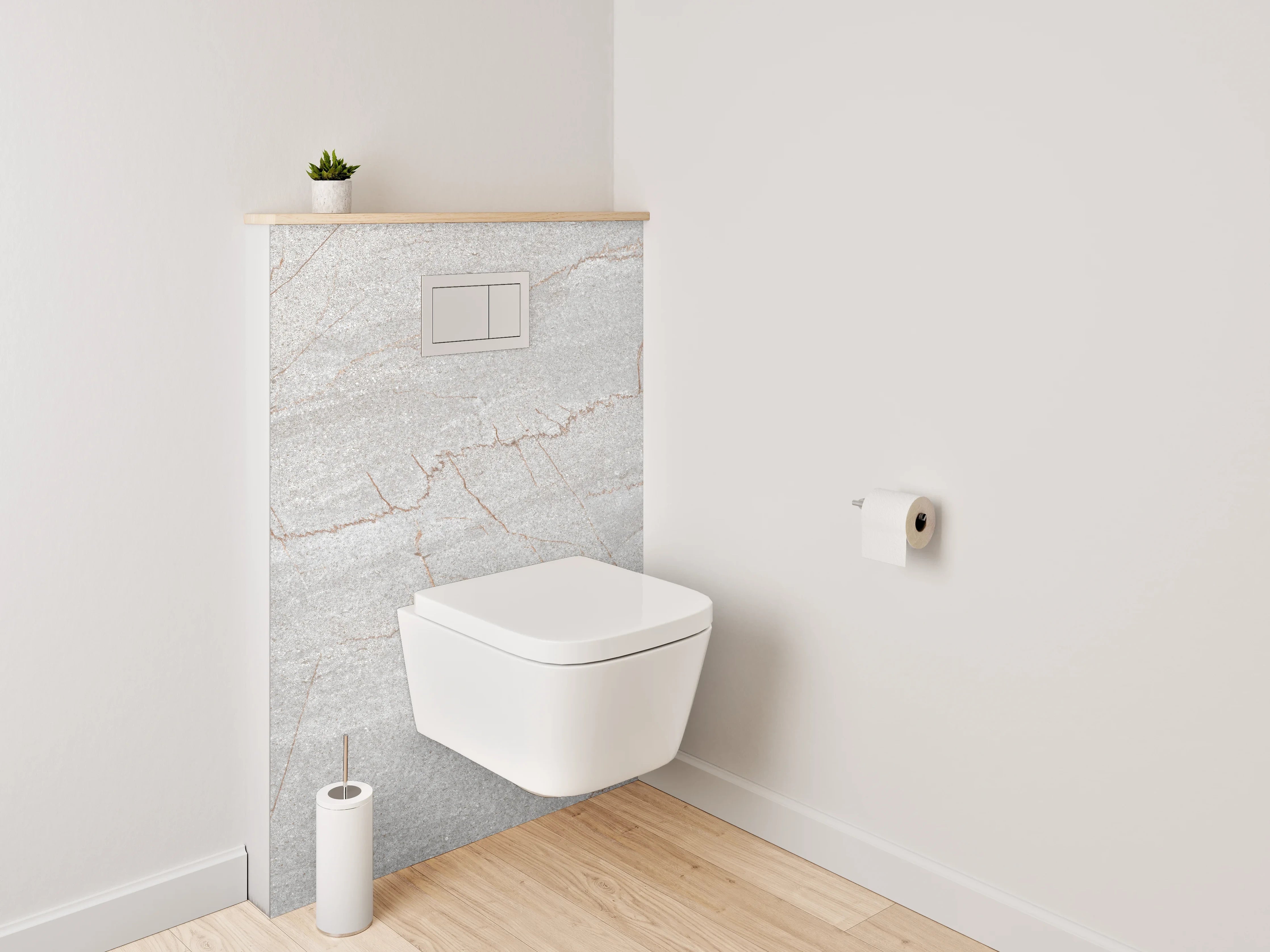 WC-Rückwand - Weiß-grauer Marmor mit feinen Adern