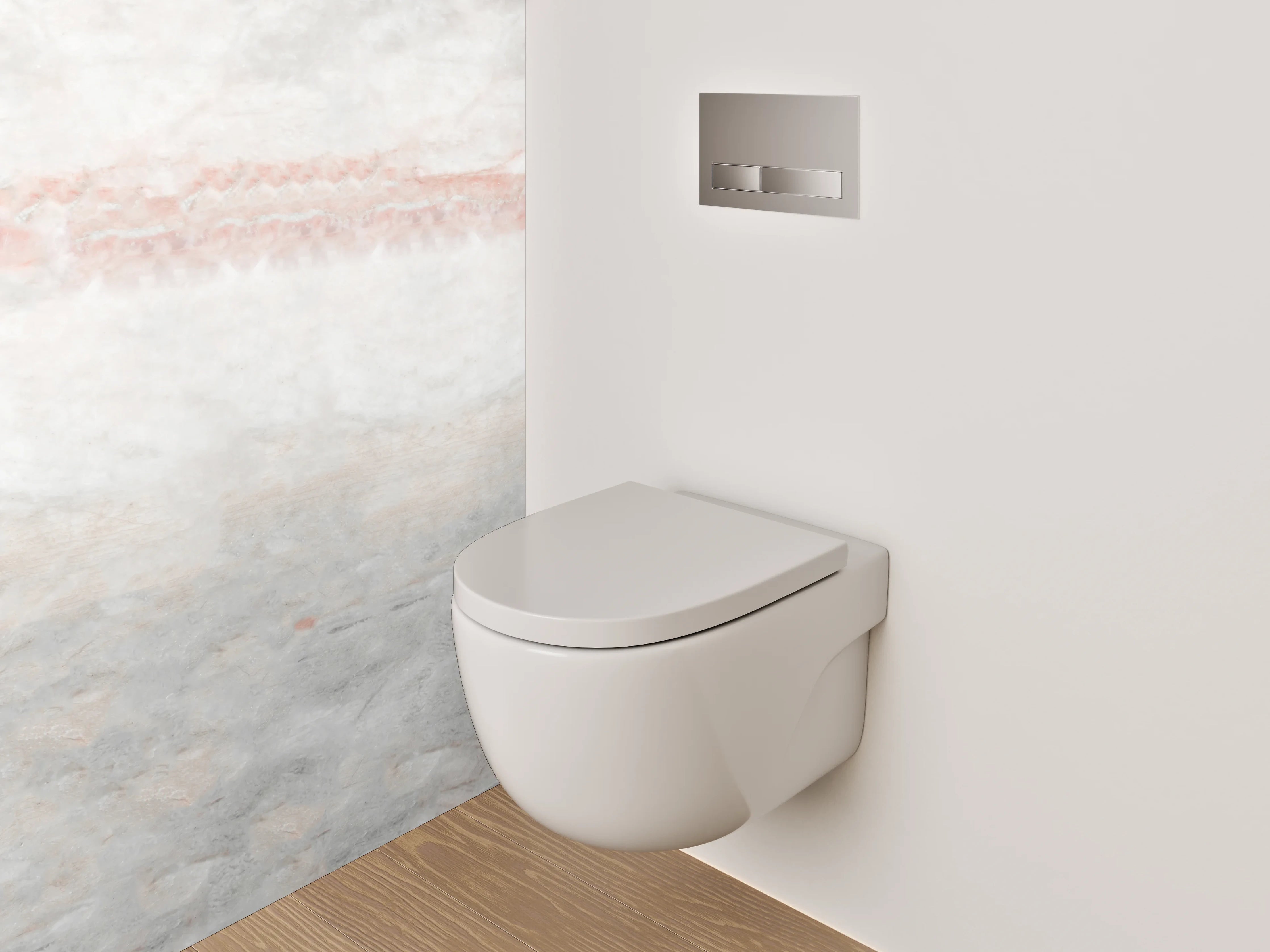 WC-Rückwand - Weiß-grauer Marmor mit zarten Rottönen