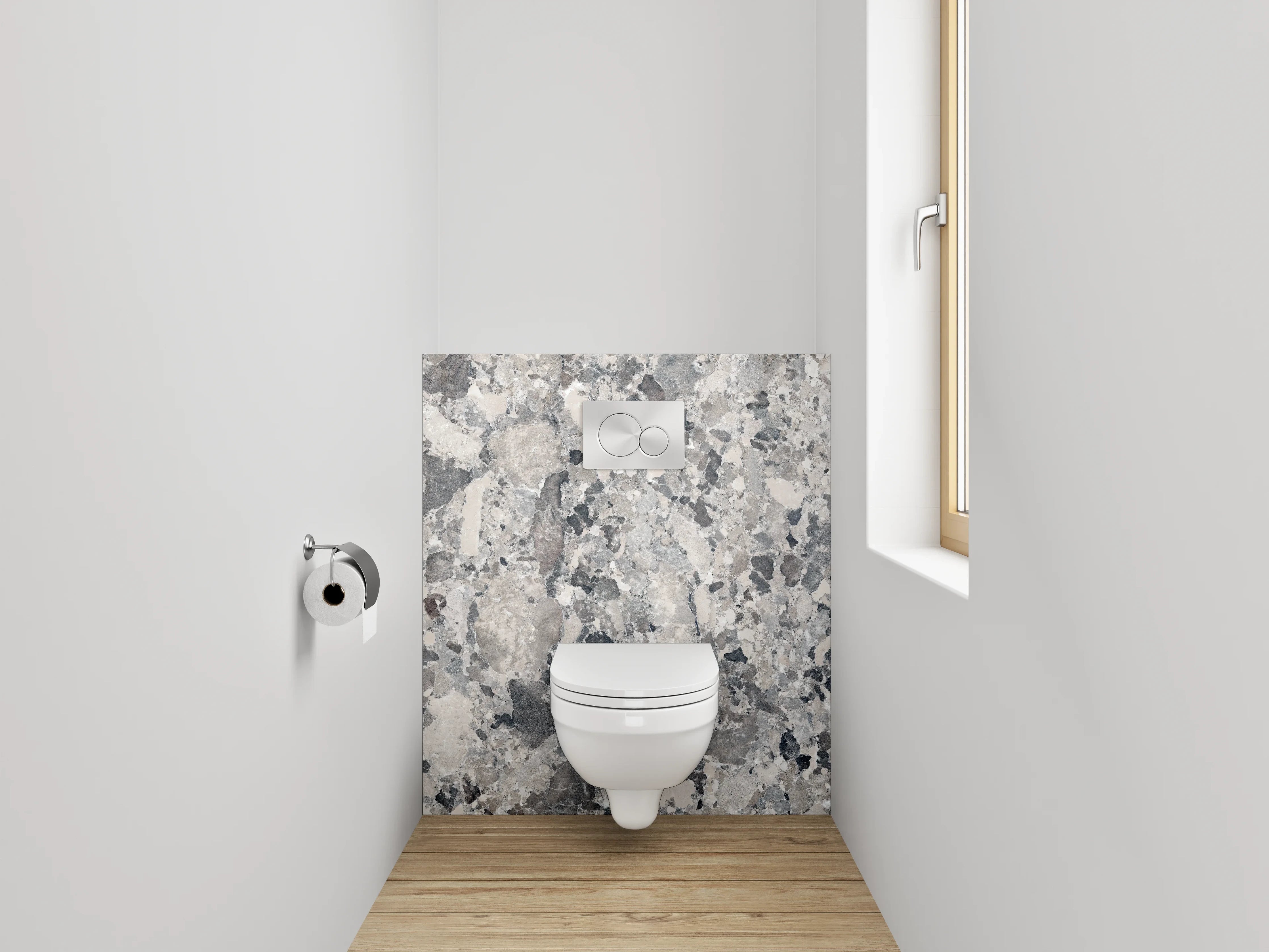 WC-Rückwand - Weiß-graues Marmor-Muster