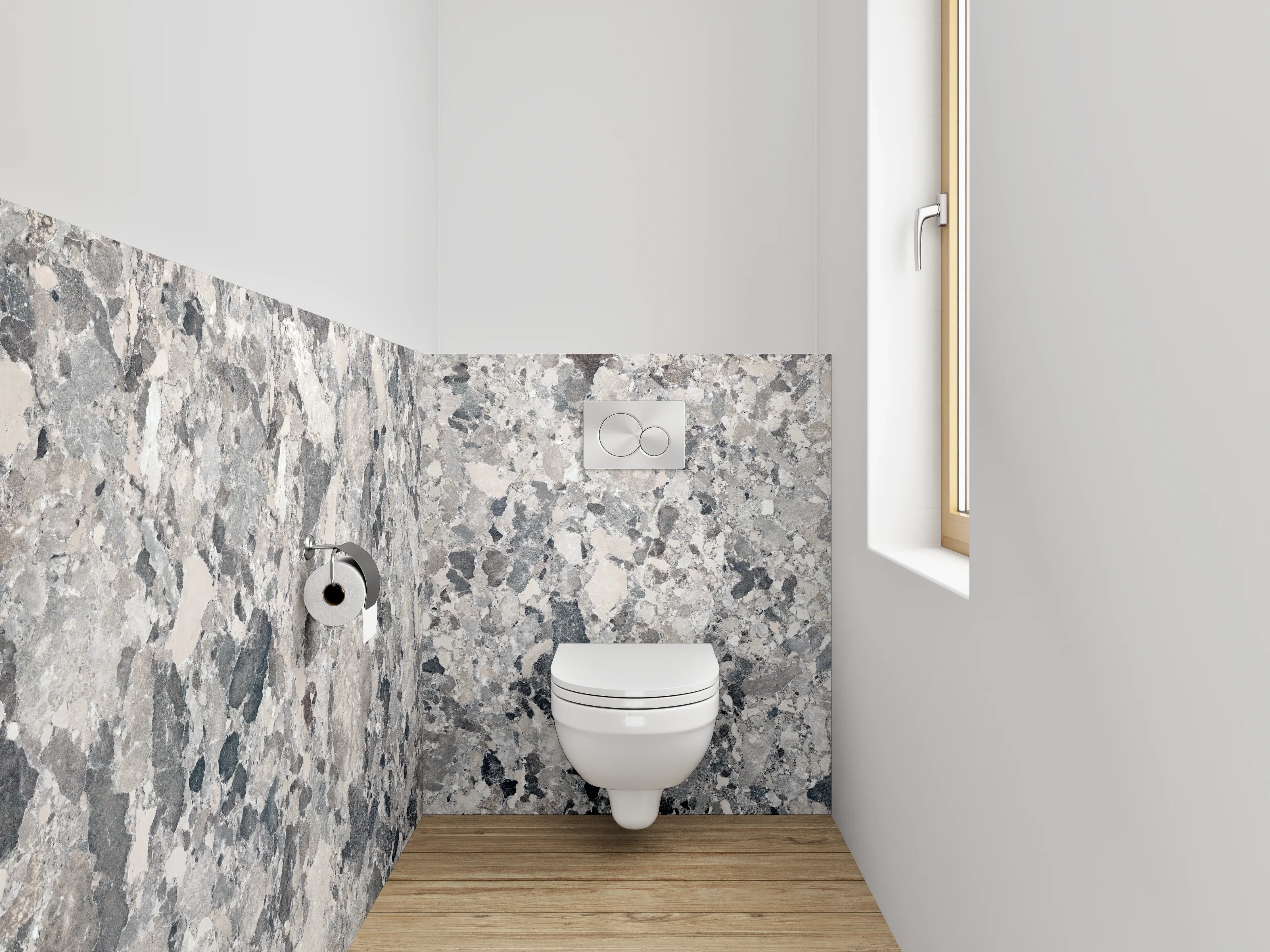WC-Rückwand - Weiß-graues Marmor-Muster