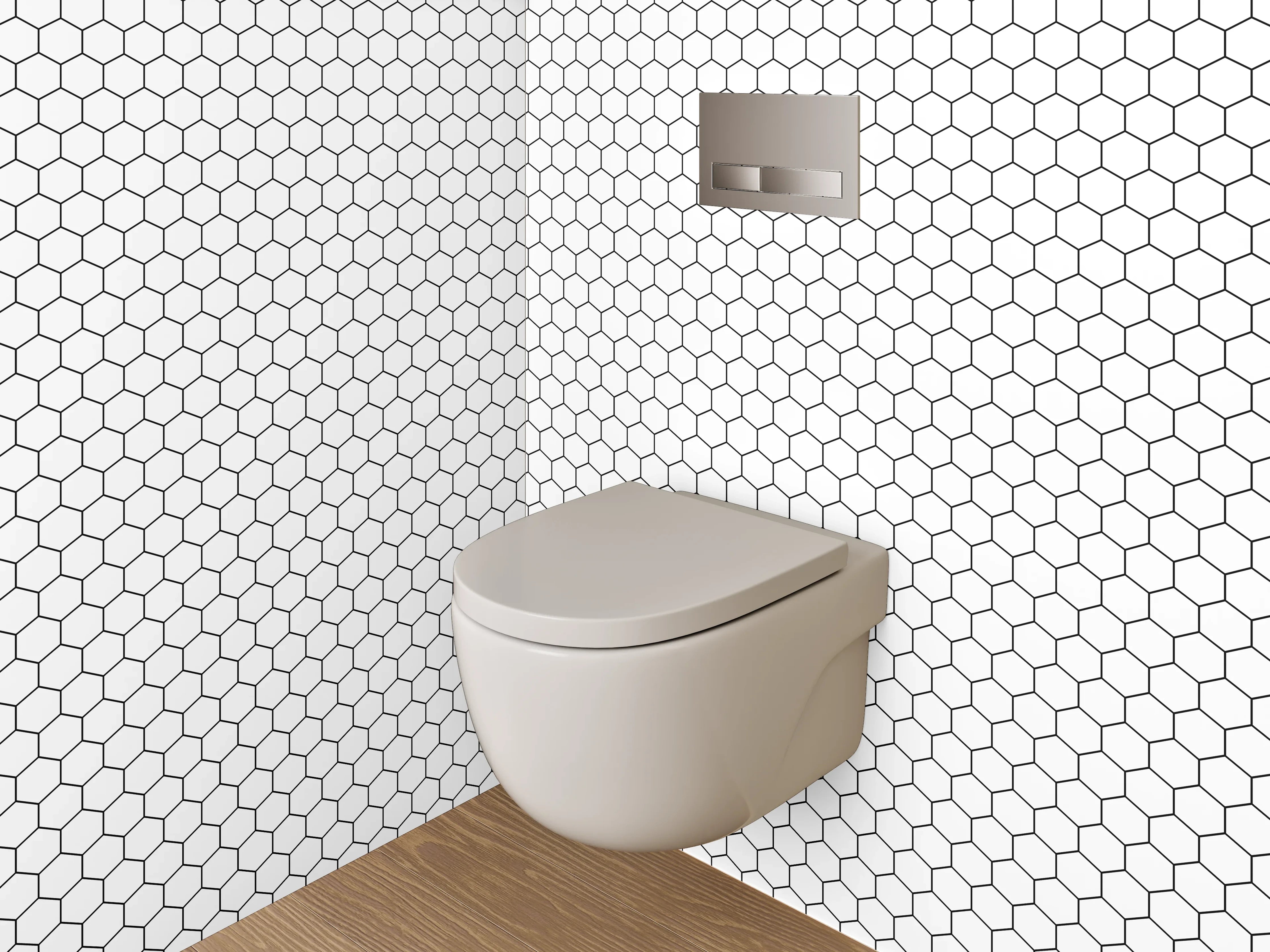 WC-Rückwand - Weiß-graues Wabenmuster modern minimalistisch