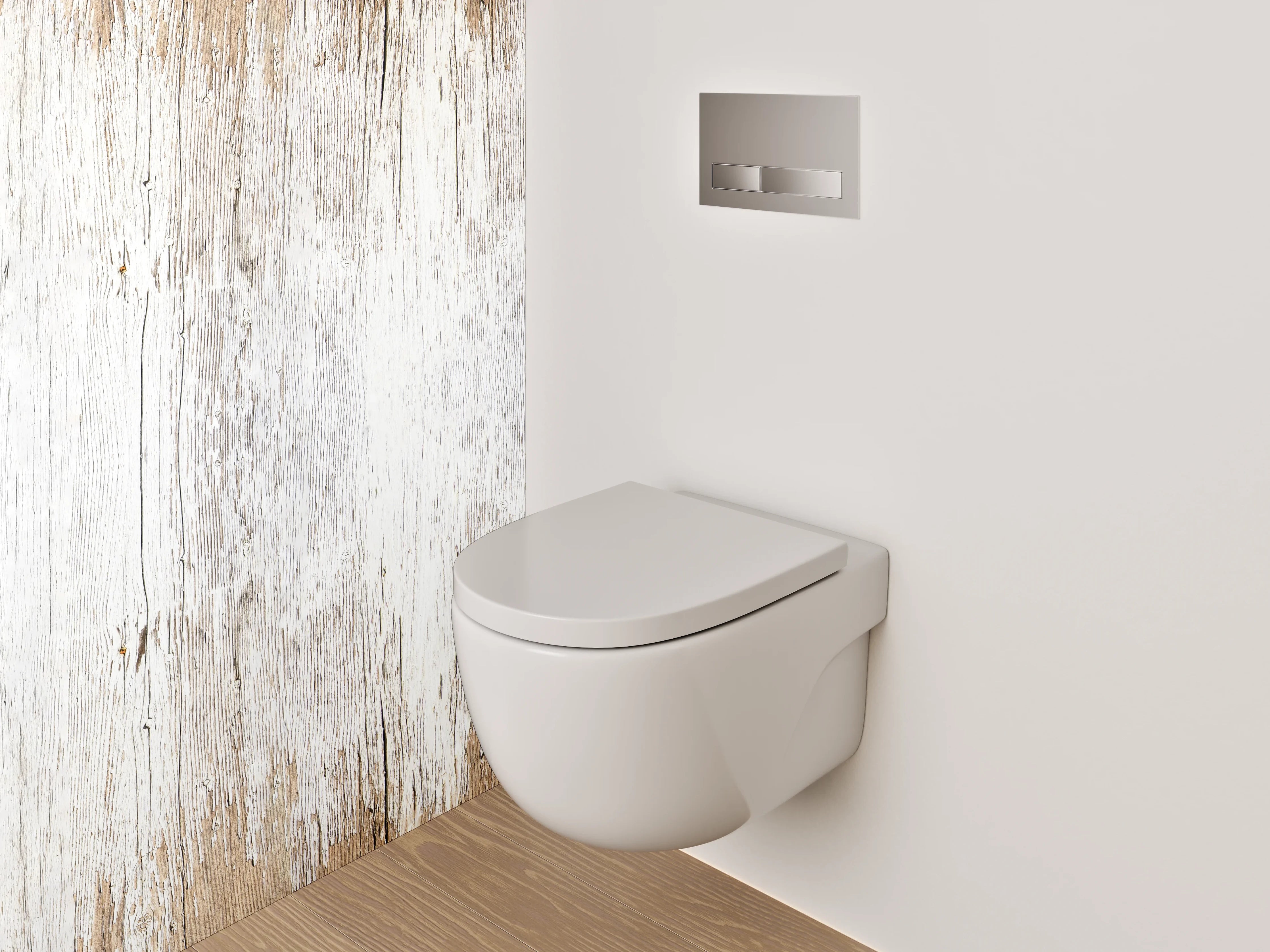 WC-Rückwand - Weißbraune Vintage-Holzoptik