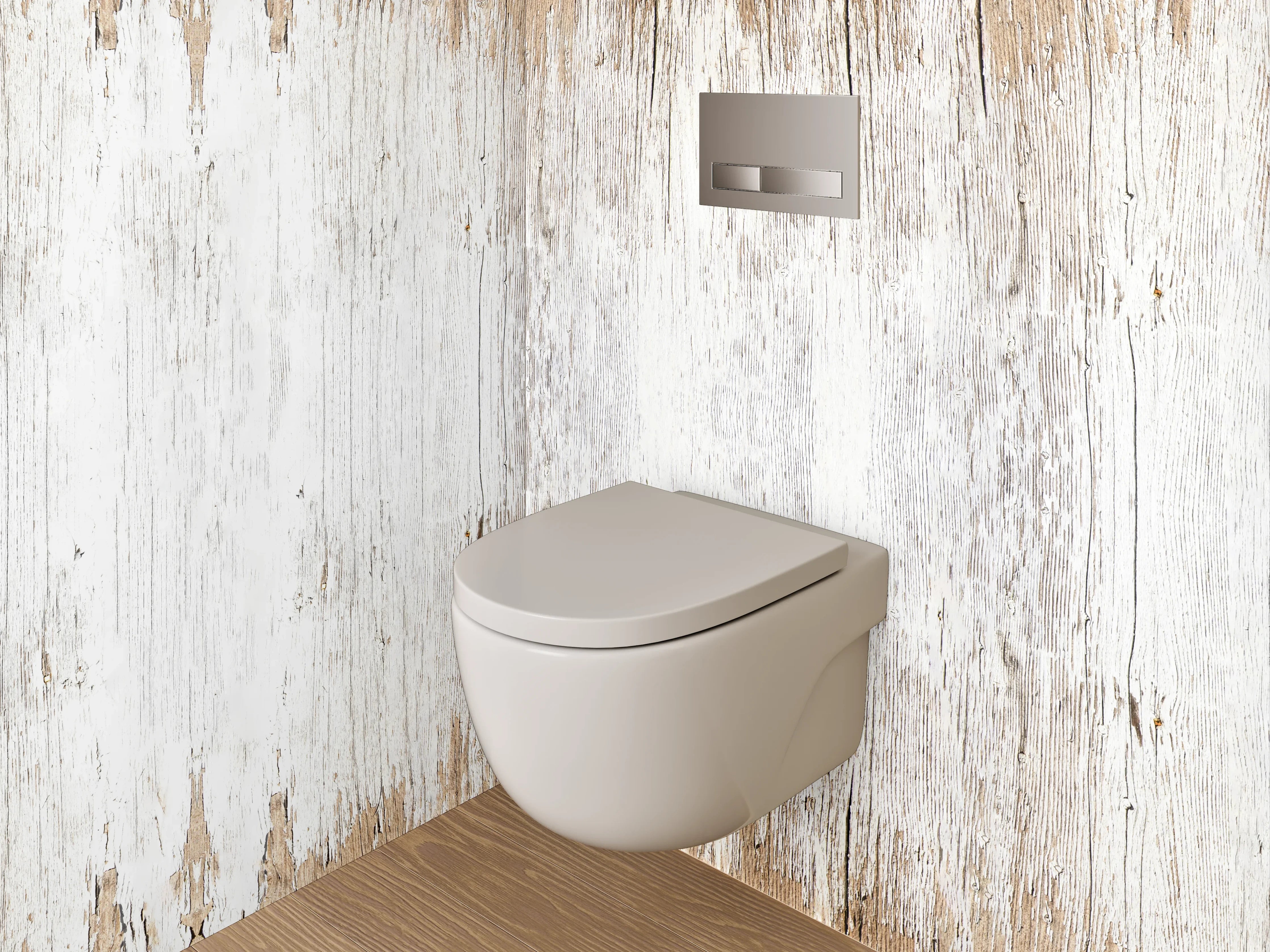 WC-Rückwand - Weißbraune Vintage-Holzoptik